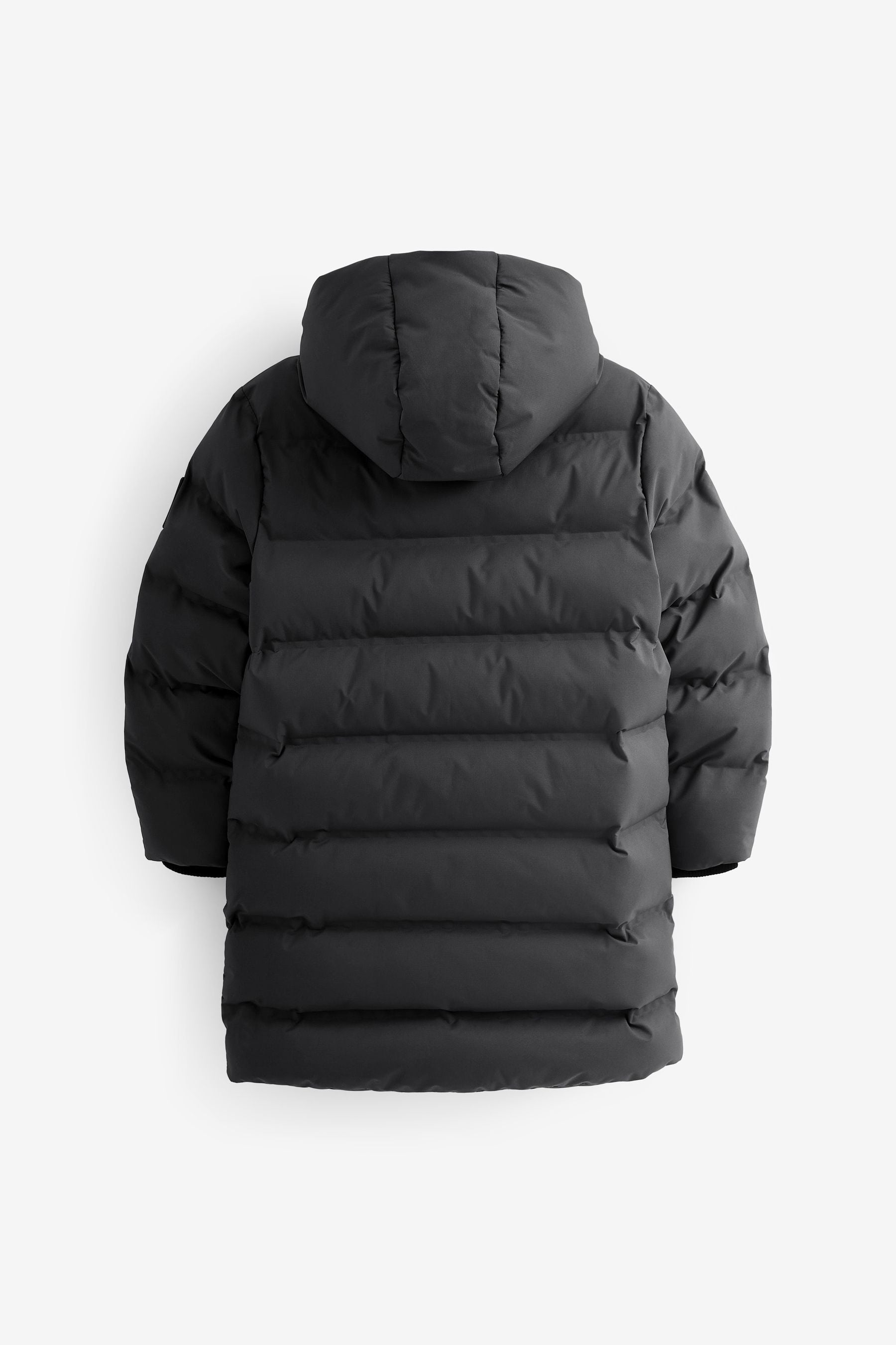 Black Fleece Lined Longline Puffer Coat (3-17yrs)