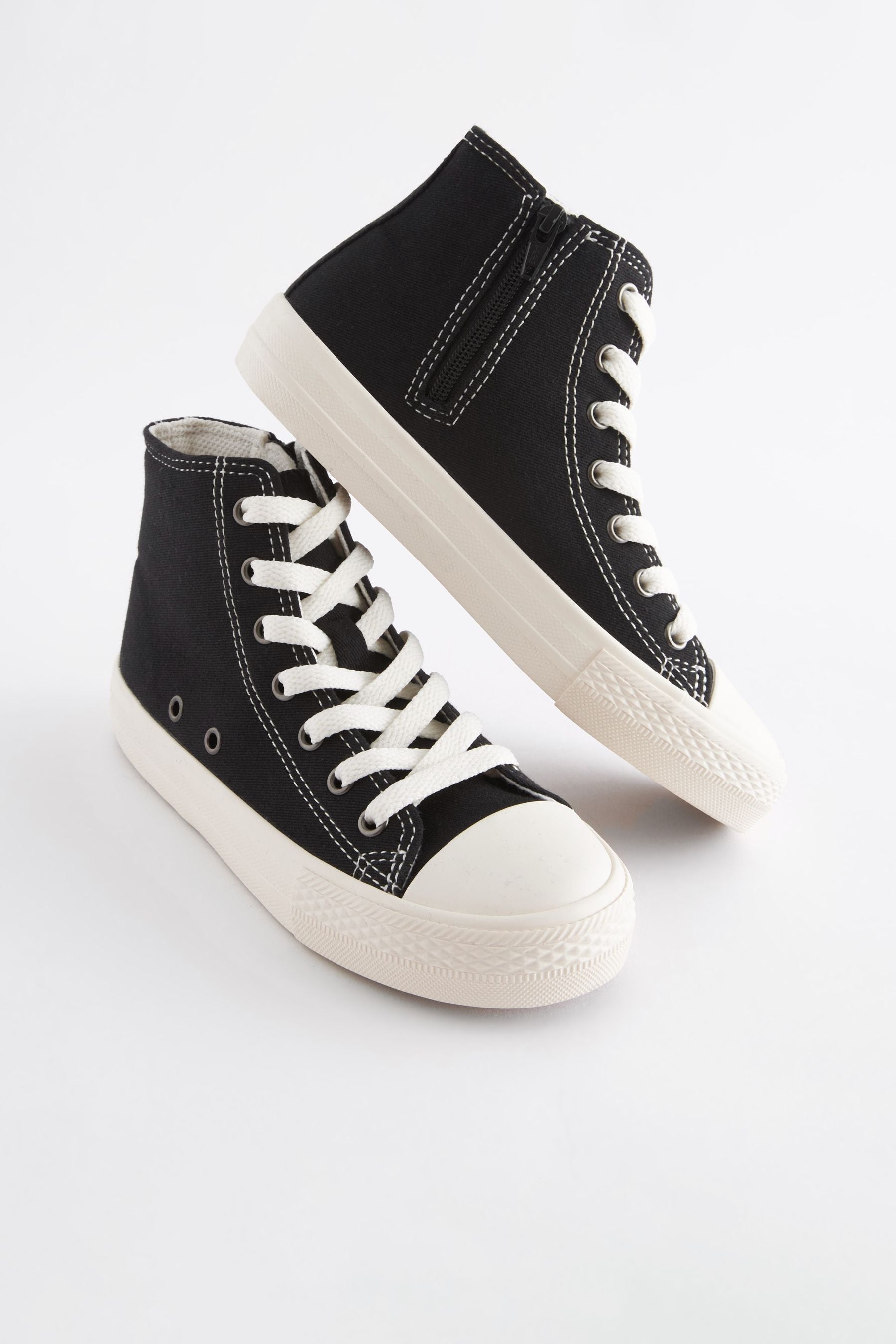 Black Lace-Up High Top Trainers