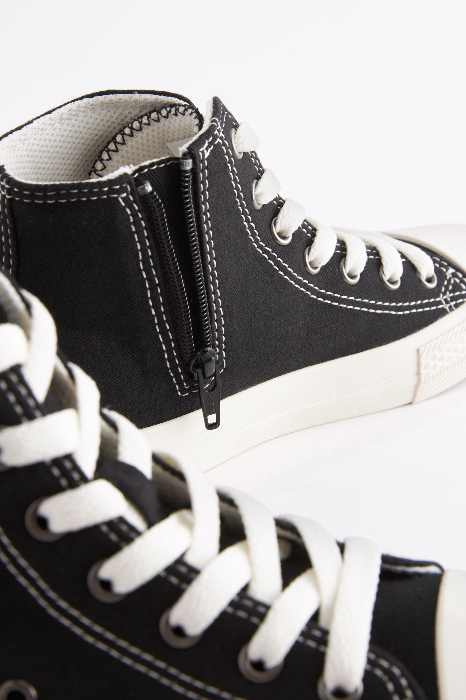 Black Lace-Up High Top Trainers