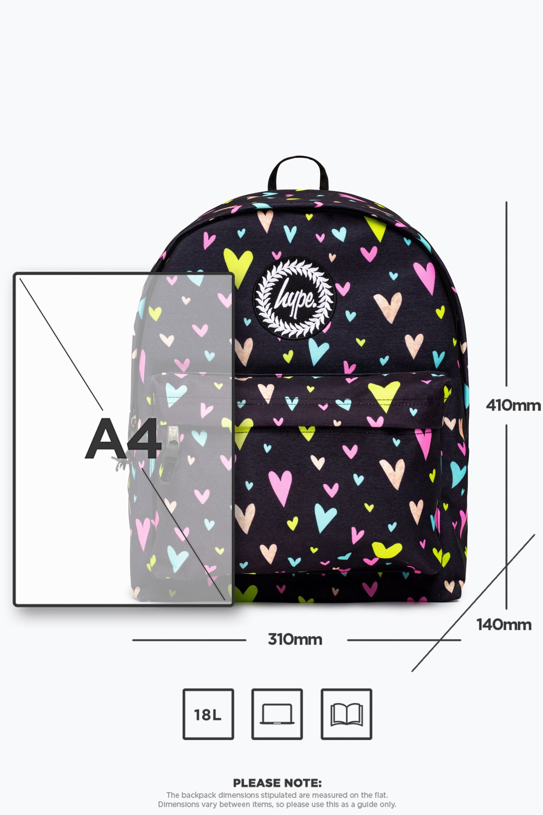 Hype. Black Heart Gold Glitter Overlay Backpack