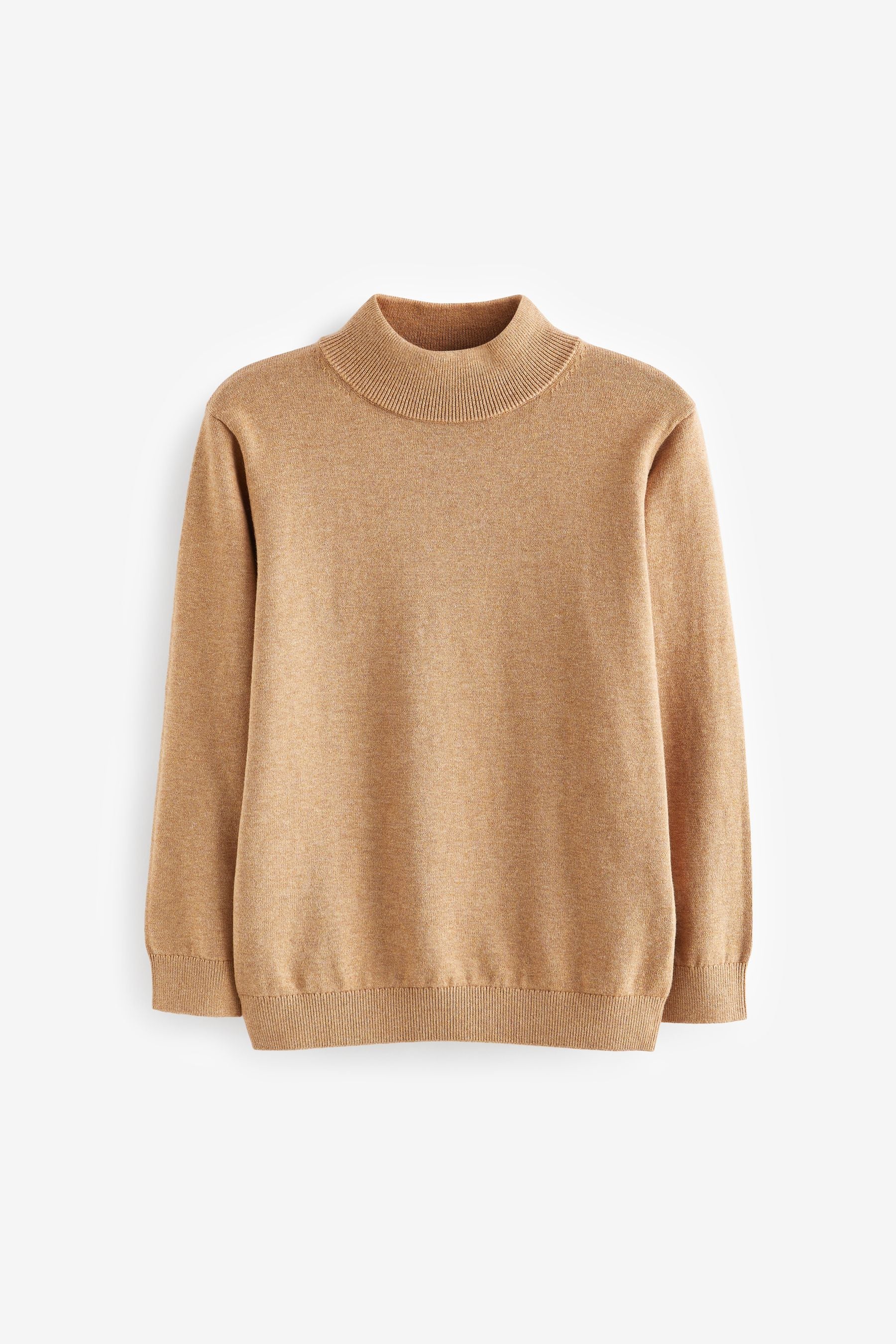 Tan Brown Knitted High Neck Jumper (3-16yrs)