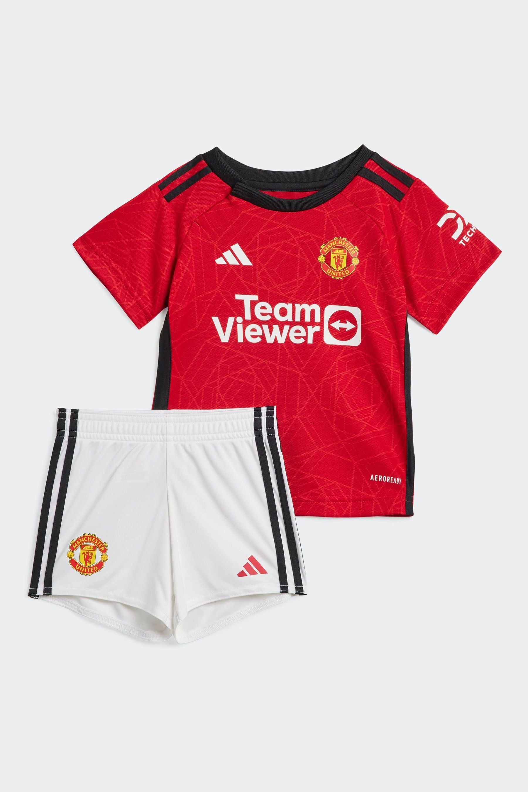 Red adidas Football Red Manchester United FC Shirt And Shorts Set