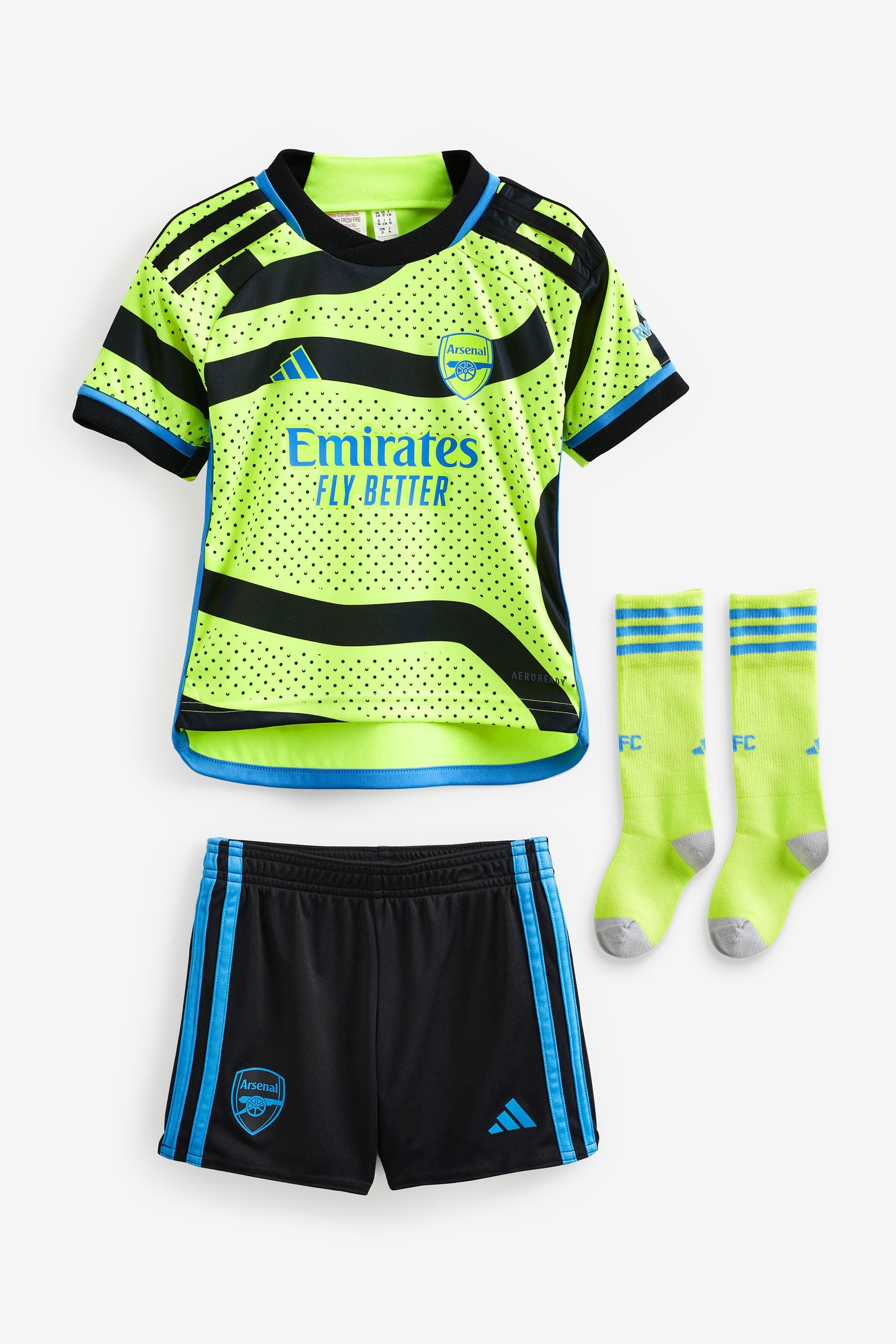 White adidas Arsenal 23/24 Away Mini Kit