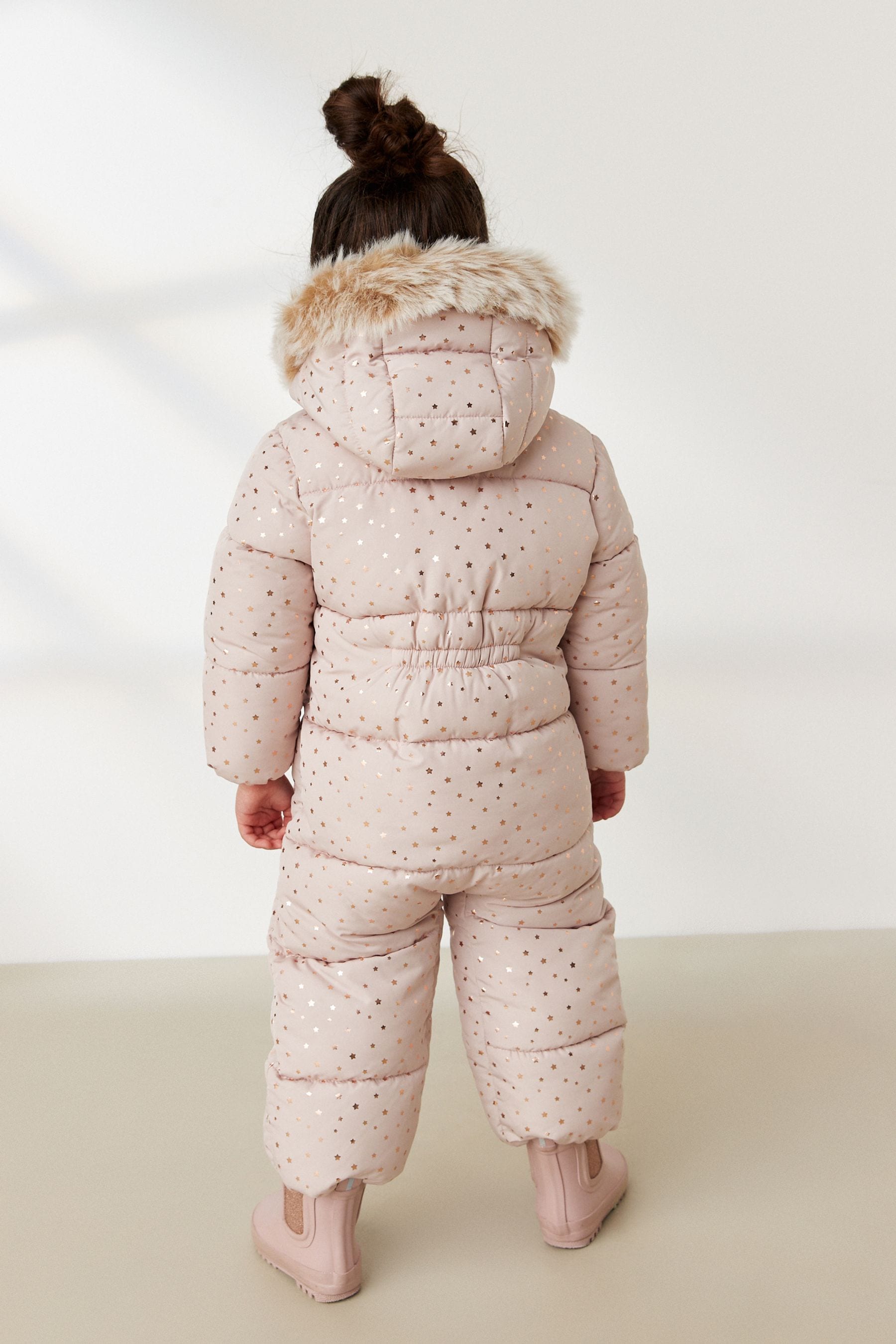 Pink Foil Star Shower Resistant Printed Snowsuit (3mths-7yrs)