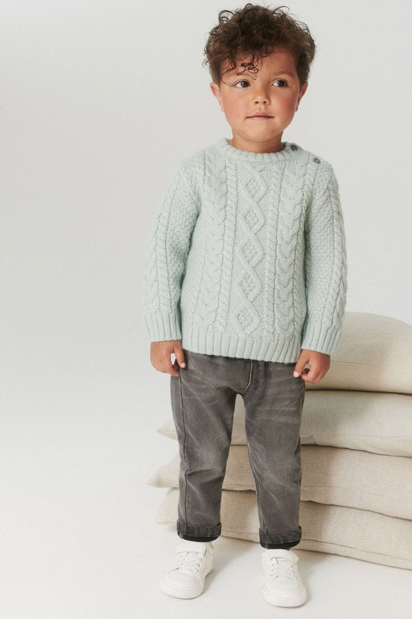 Mineral Green Cable Crew Jumper (3mths-7yrs)