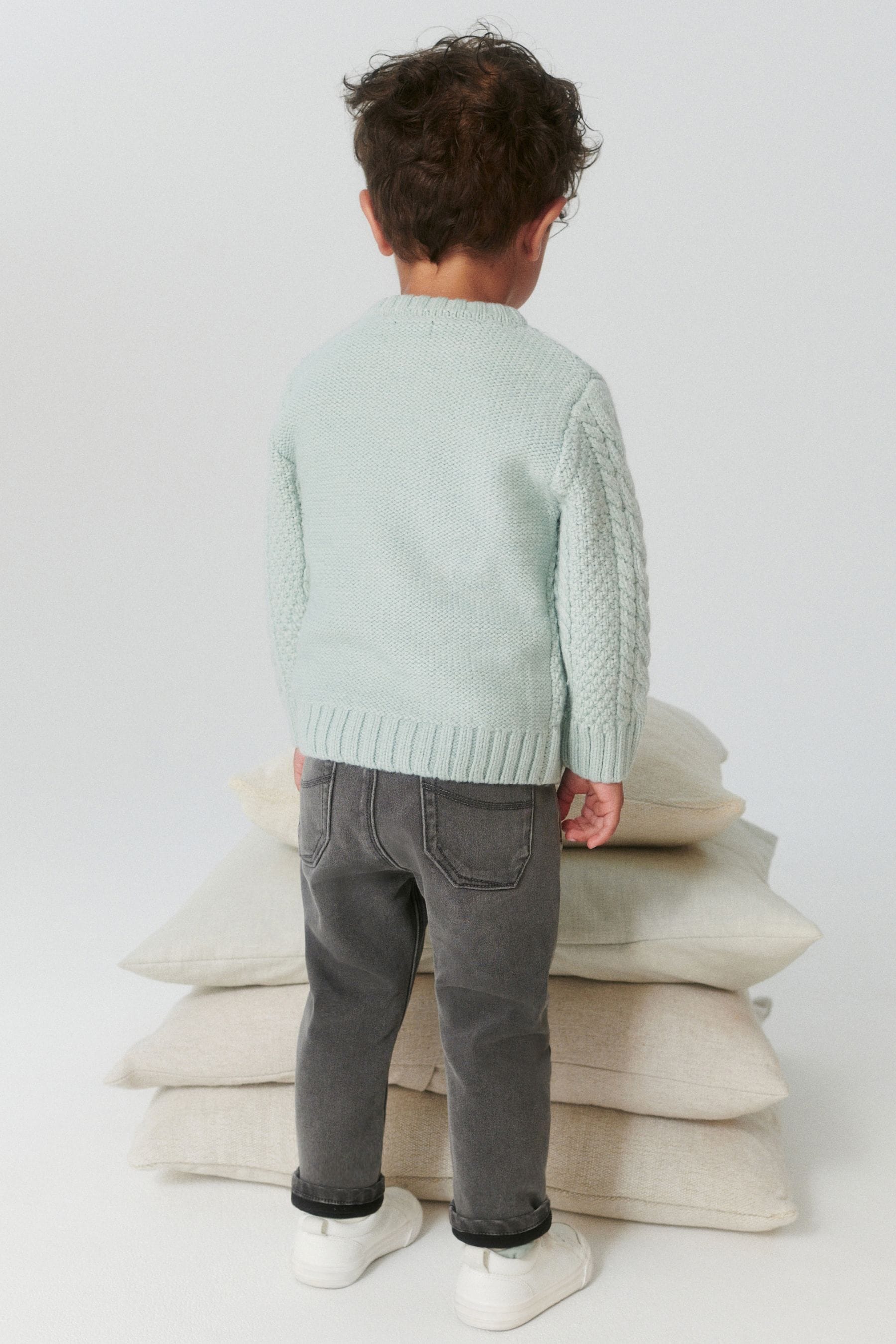 Mineral Green Cable Crew Jumper (3mths-7yrs)