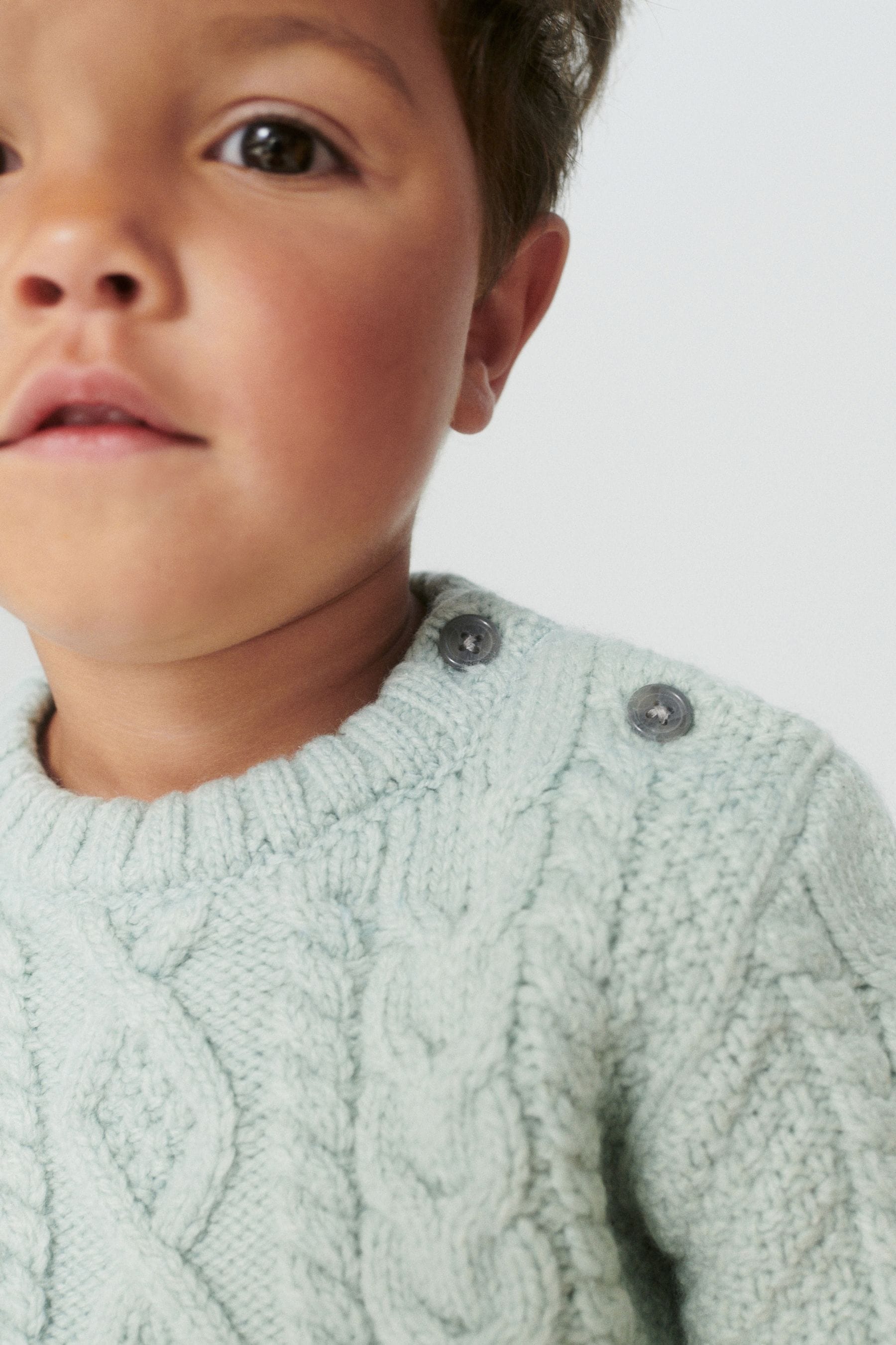 Mineral Green Cable Crew Jumper (3mths-7yrs)