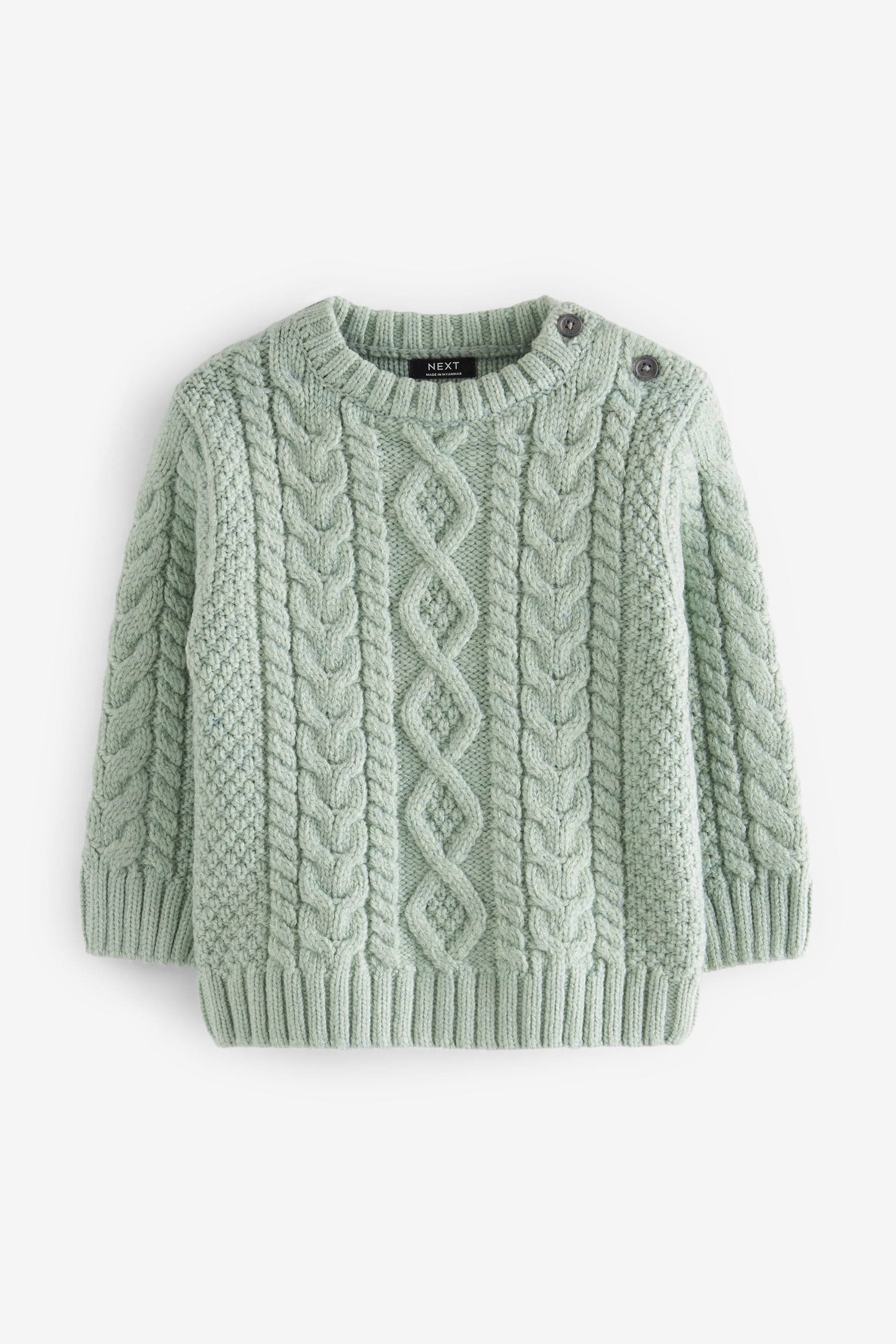 Mineral Green Cable Crew Jumper (3mths-7yrs)