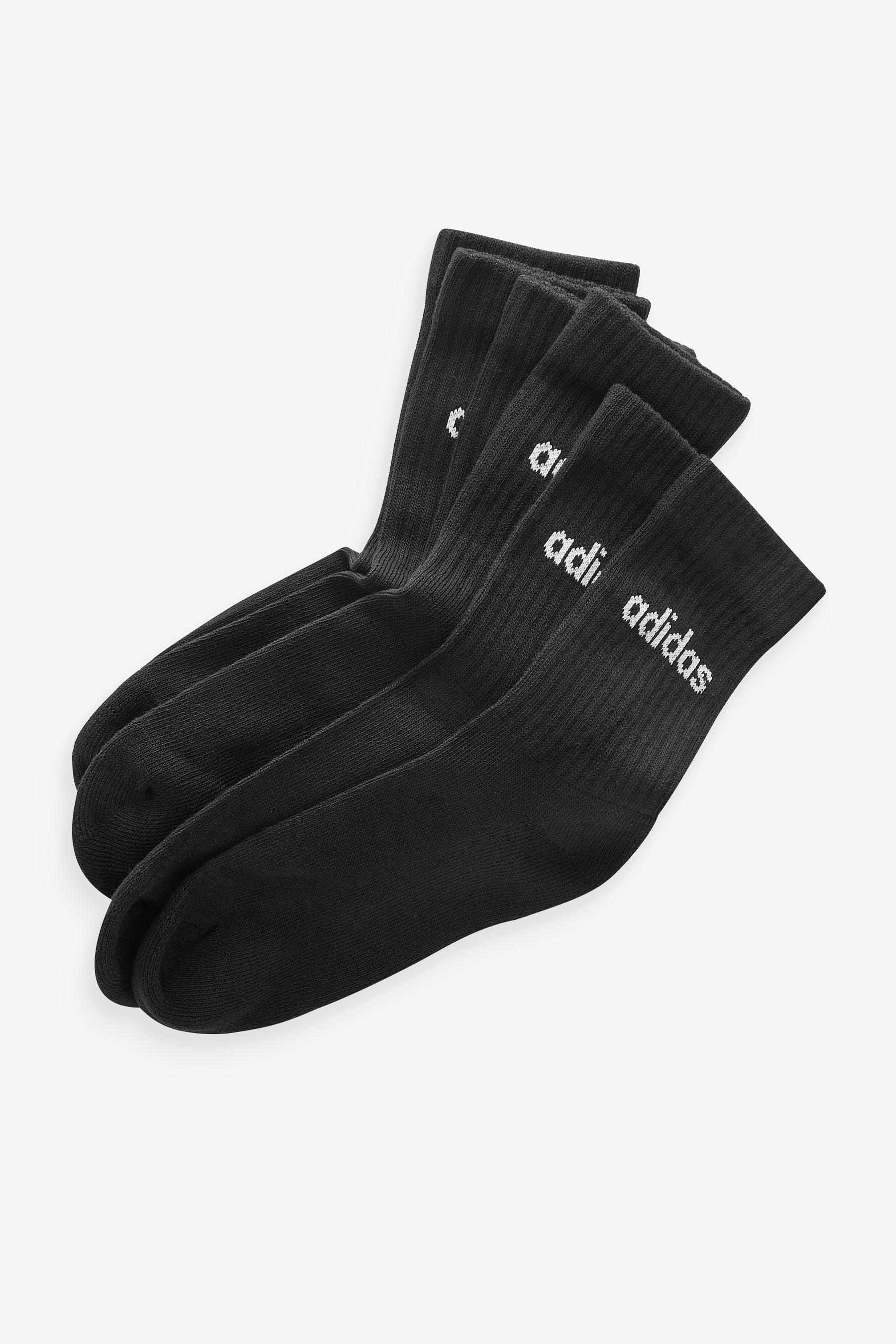 adidas Black Linear Crew Cushioned Socks 3 Pack