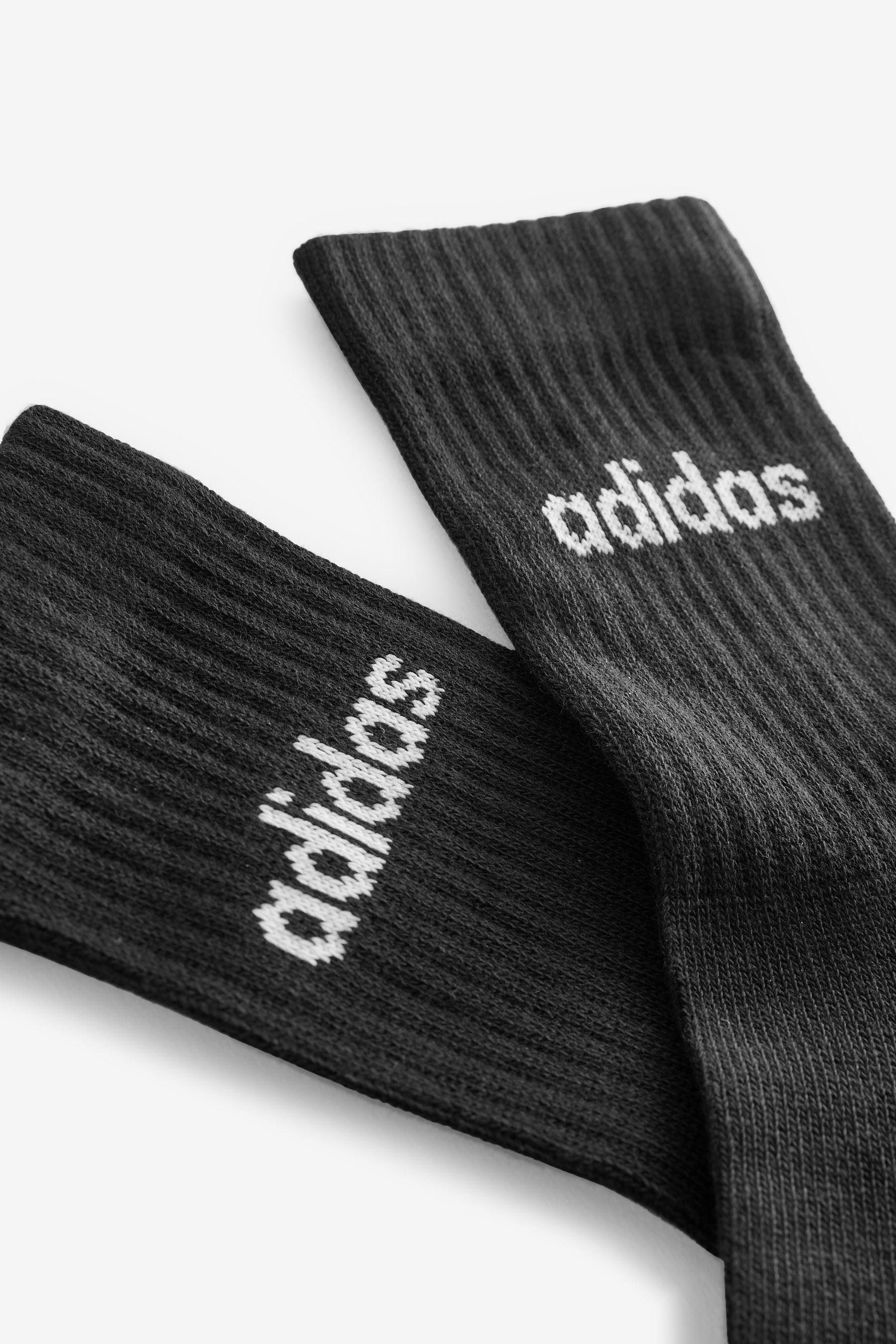 adidas Black Linear Crew Cushioned Socks 3 Pack