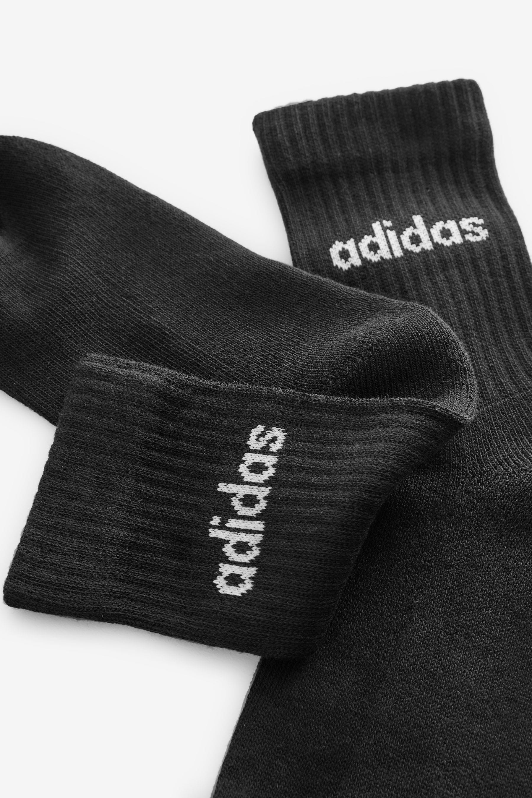 adidas Black Linear Crew Cushioned Socks 3 Pack