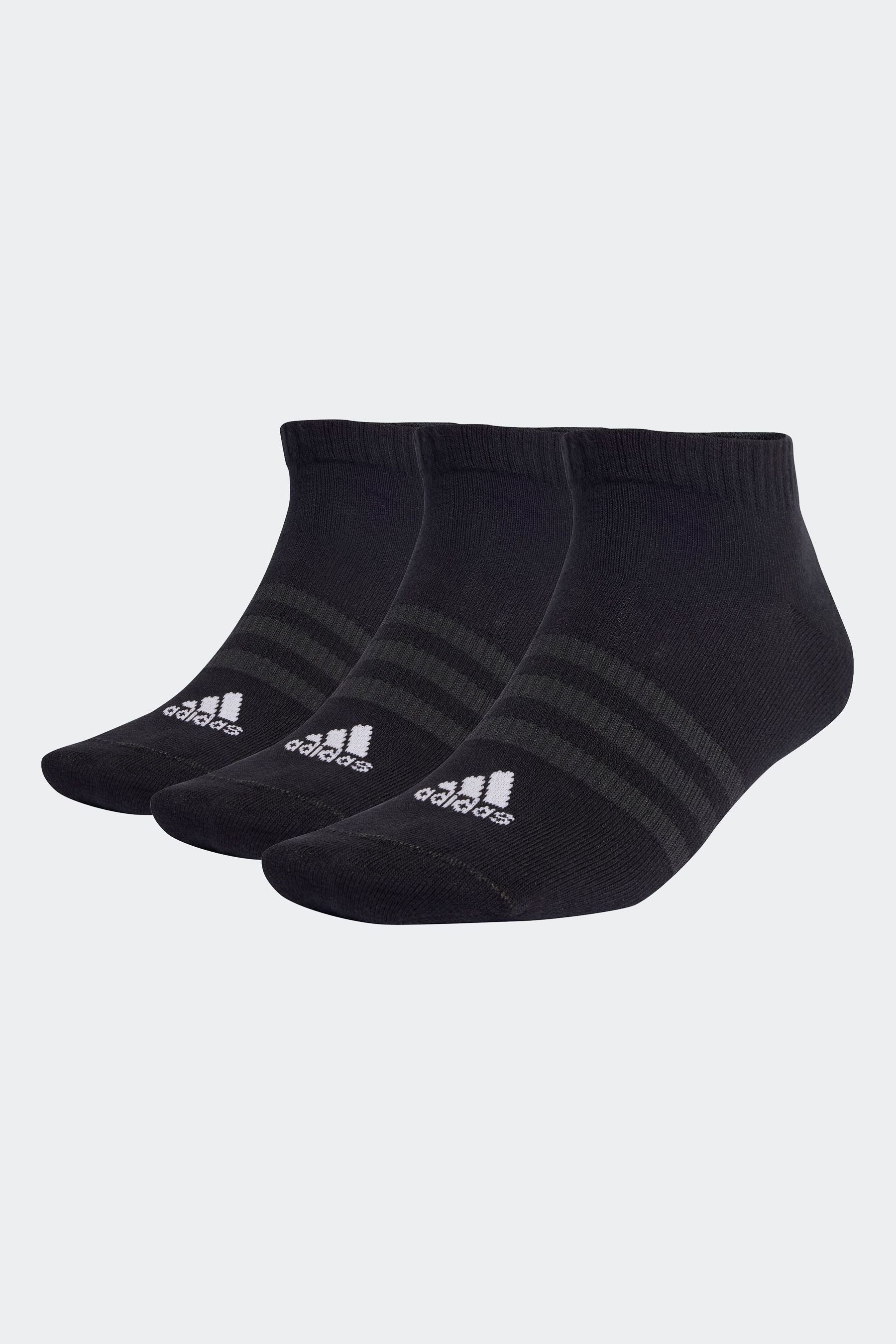 adidas Dark Black Adult Thin and Light Sportswear Low Cut Socks 3 Pack