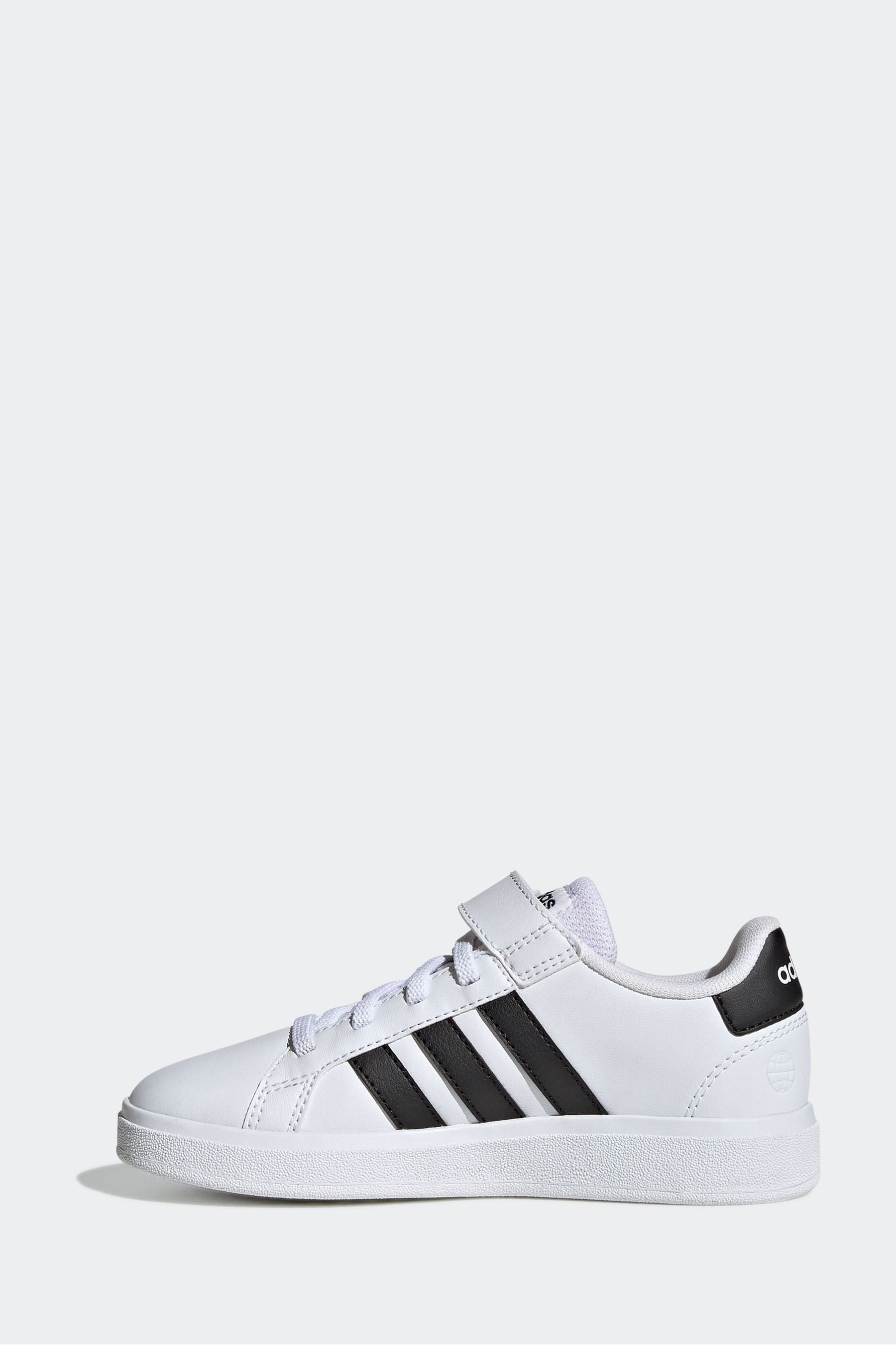 White/black adidas Sportswear Grand Court Elastic Lace And Top Strap Trainers