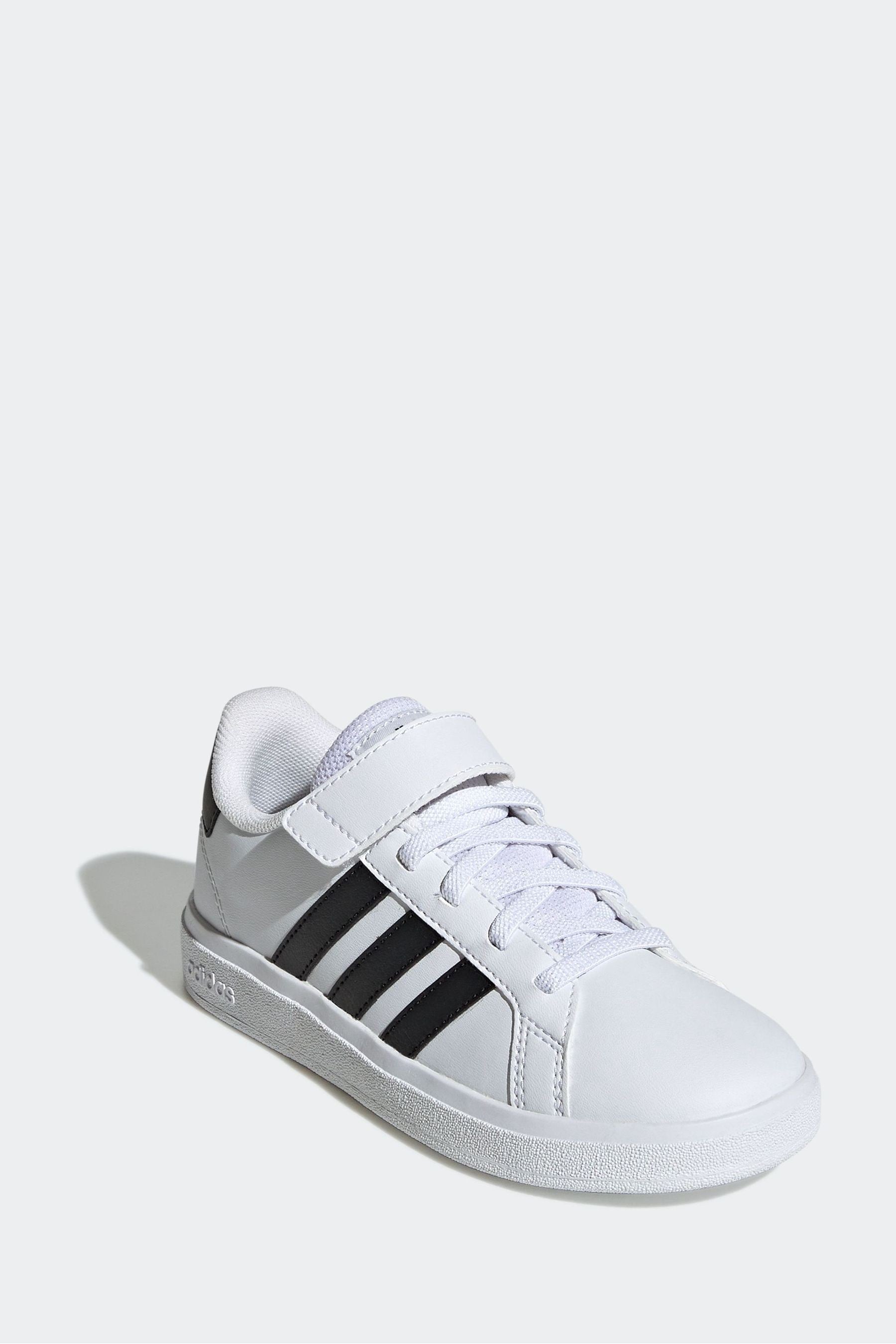 White/black adidas Sportswear Grand Court Elastic Lace And Top Strap Trainers