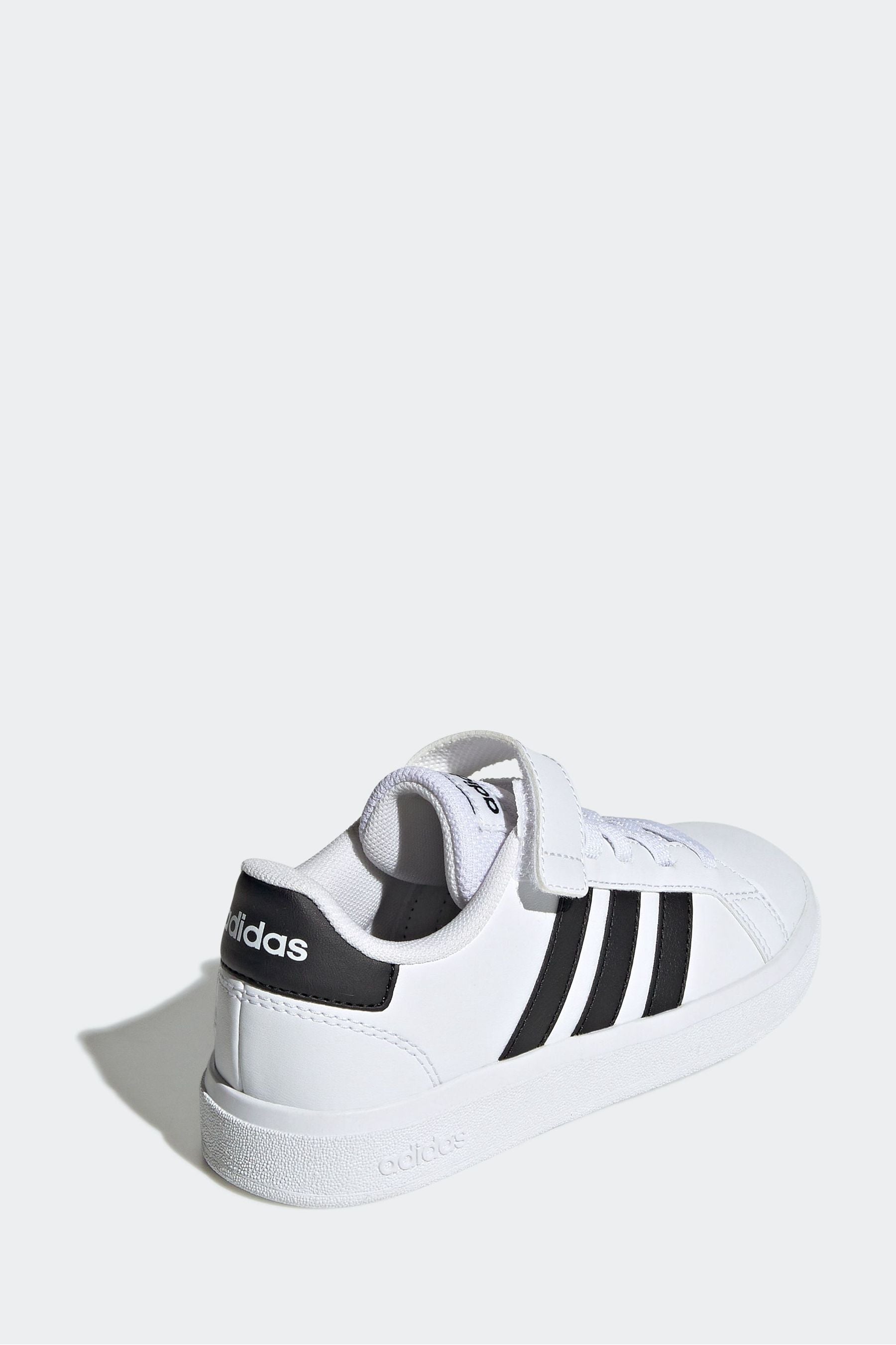 adidas White/black Sportswear Grand Court Elastic Lace And Top Strap Trainers