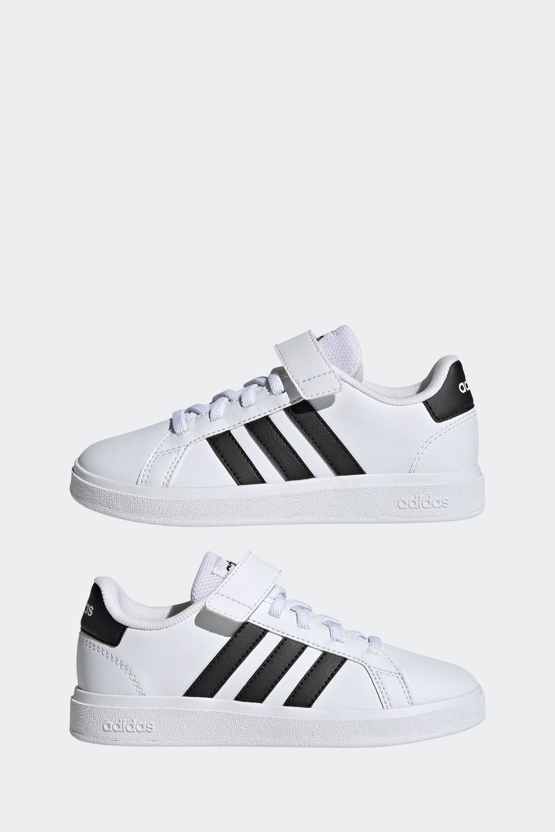 White/black adidas Sportswear Grand Court Elastic Lace And Top Strap Trainers