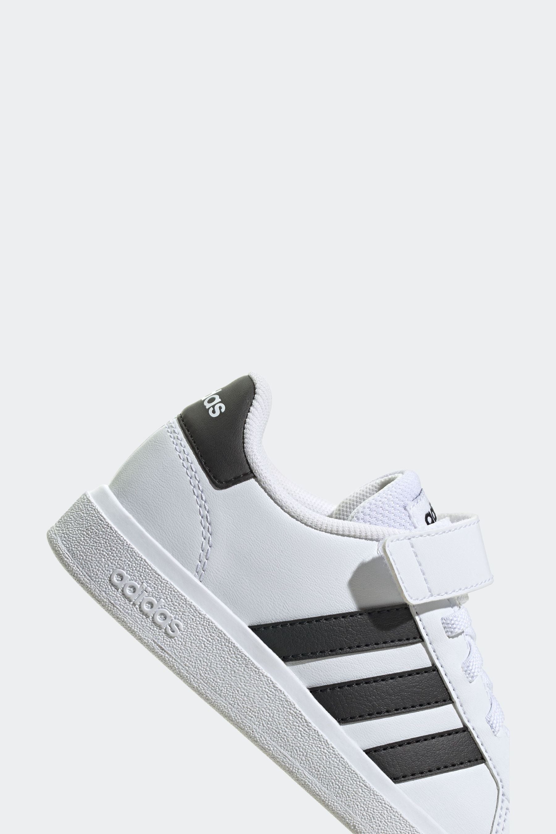 White/black adidas Sportswear Grand Court Elastic Lace And Top Strap Trainers