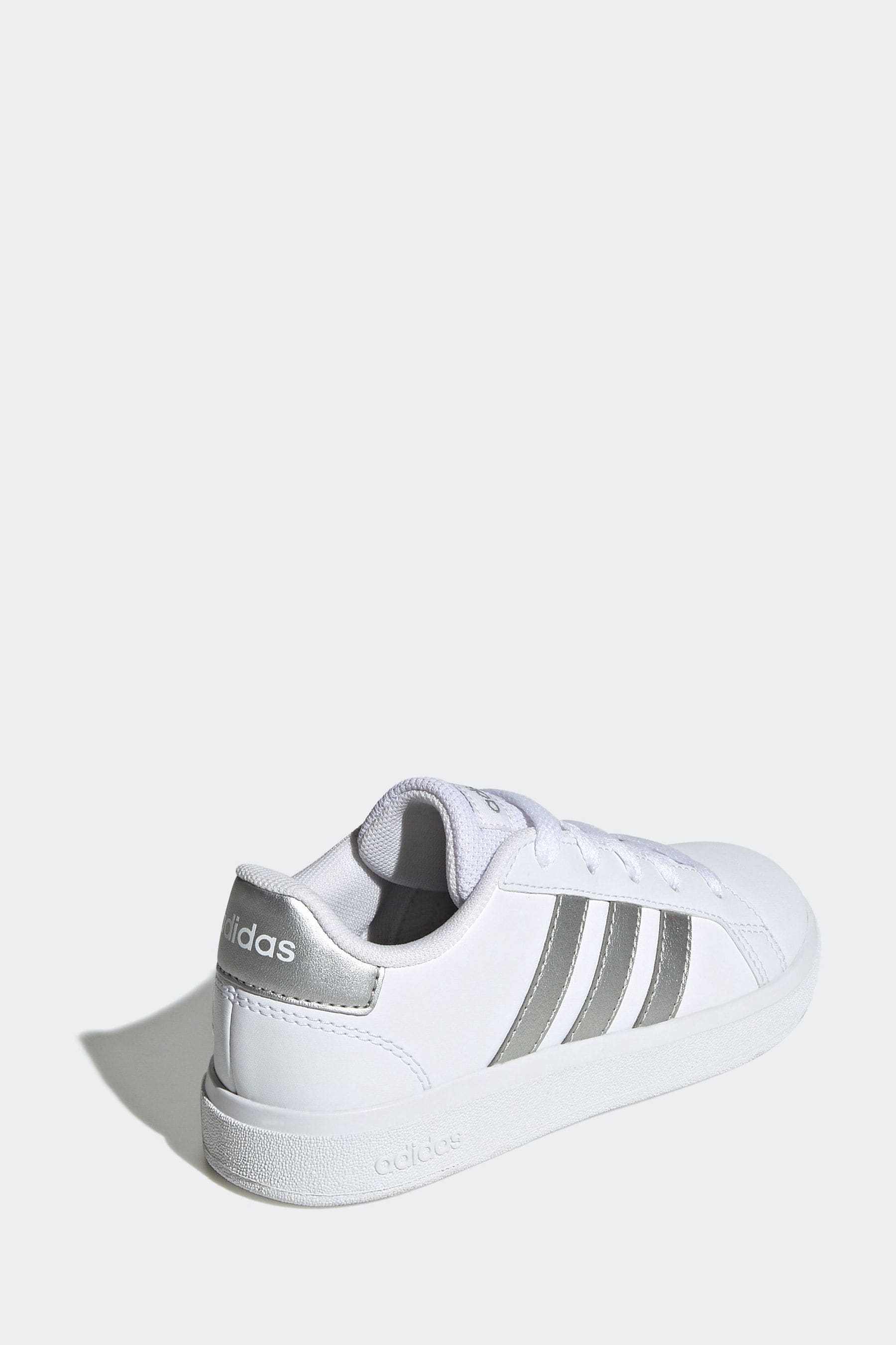 White/Silver adidas Kids Sportswear Grand Court Lifestyle Tennis Lace-Up Trainers