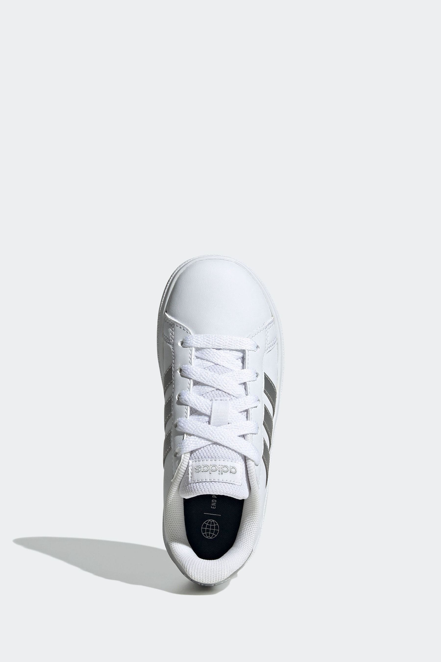 White/Silver adidas Kids Sportswear Grand Court Lifestyle Tennis Lace-Up Trainers