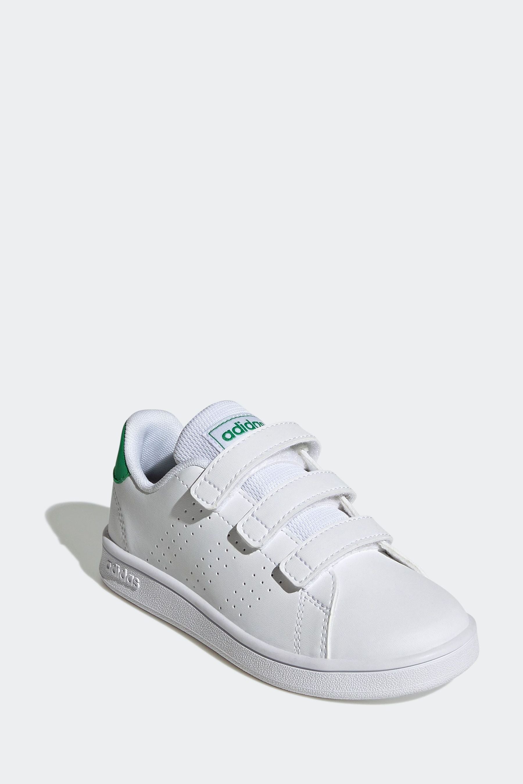 Green/White adidas Sportswear Advantage Court Lifestyle Hook And Loop Trainers