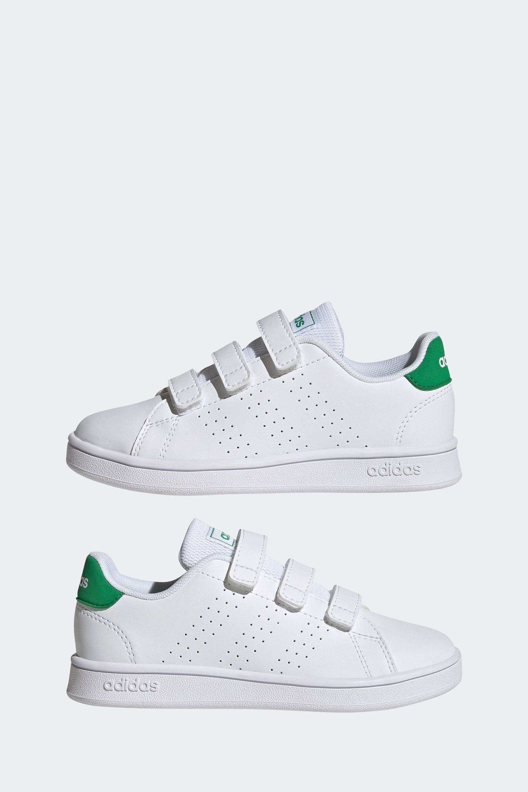 Green/White adidas Sportswear Advantage Court Lifestyle Hook And Loop Trainers