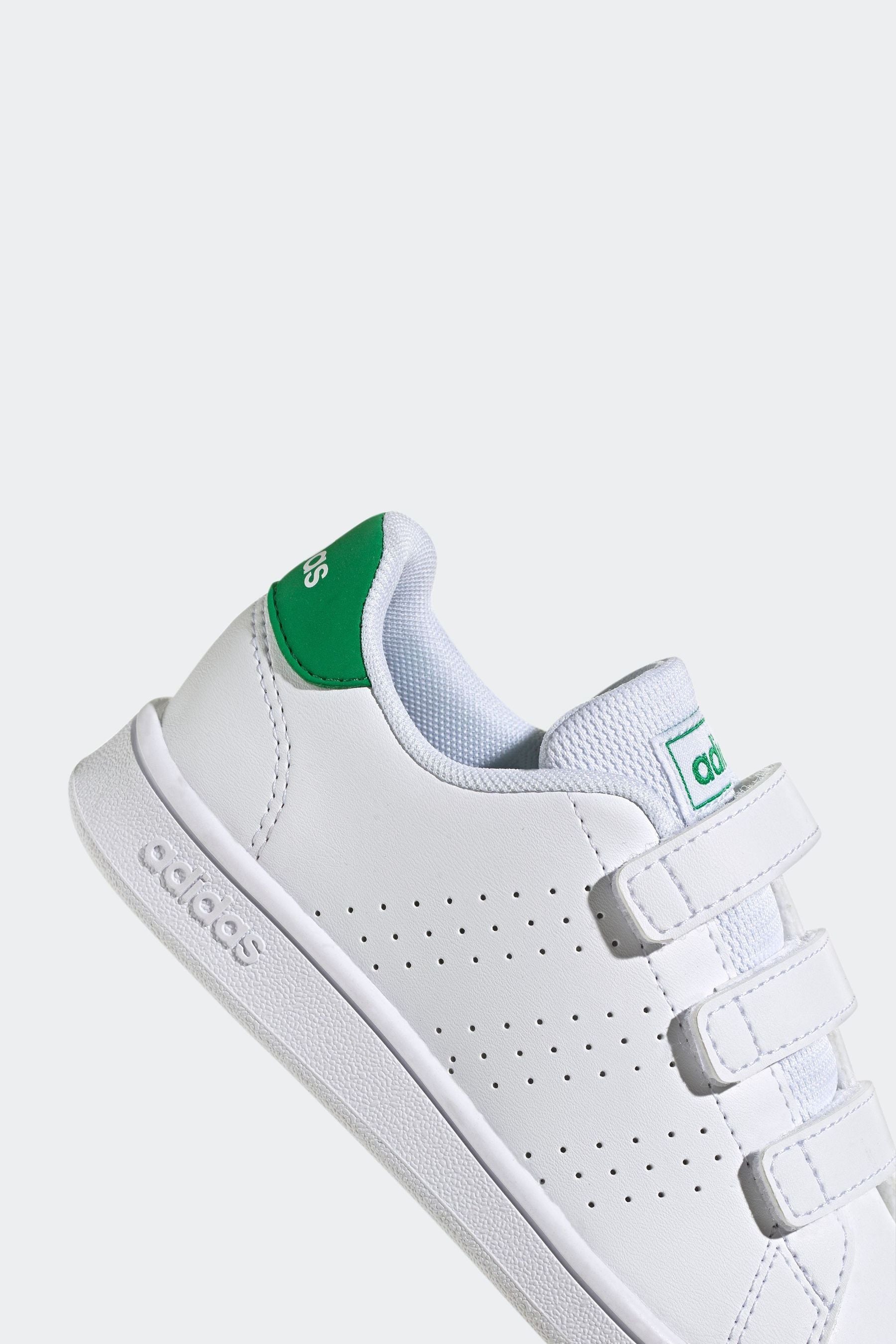 Green/White adidas Sportswear Advantage Court Lifestyle Hook And Loop Trainers