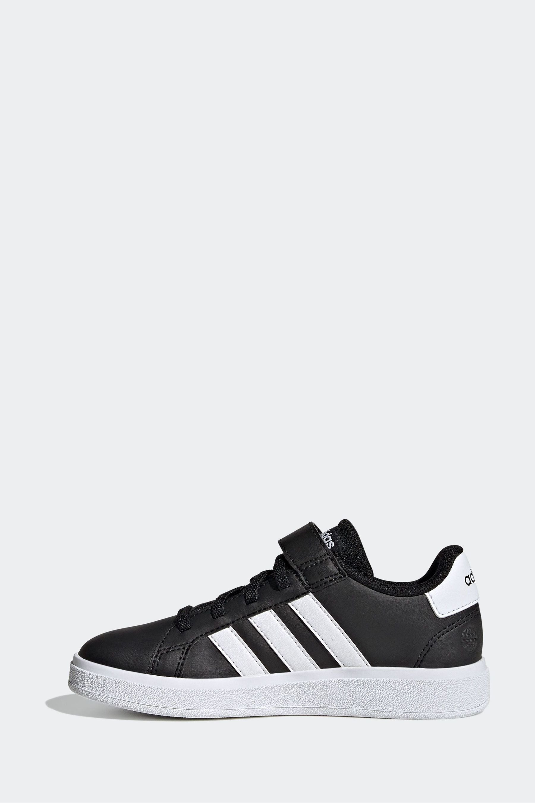 Black/White adidas Sportswear Grand Court Elastic Lace And Top Strap Trainers