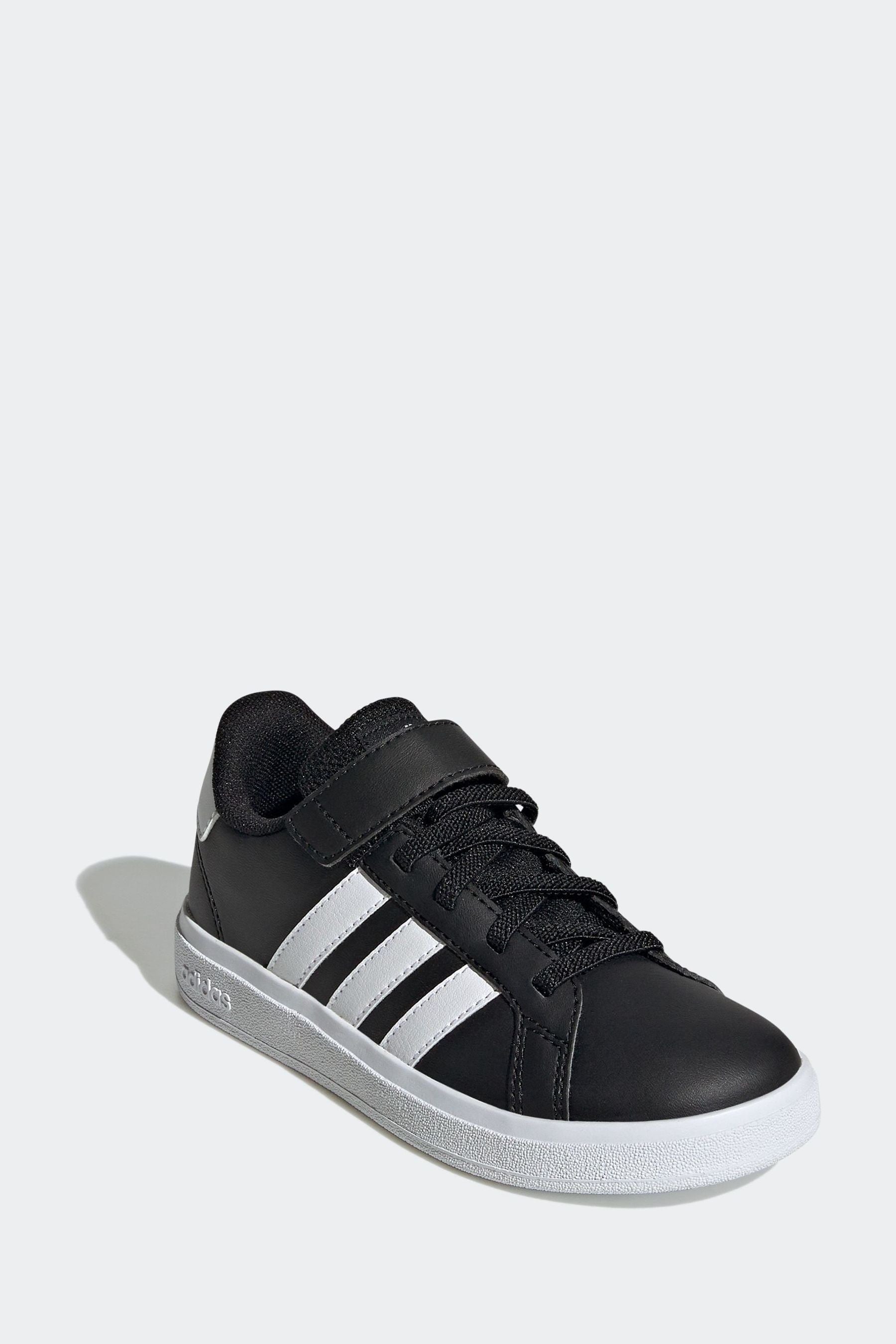 Black/White adidas Sportswear Grand Court Elastic Lace And Top Strap Trainers