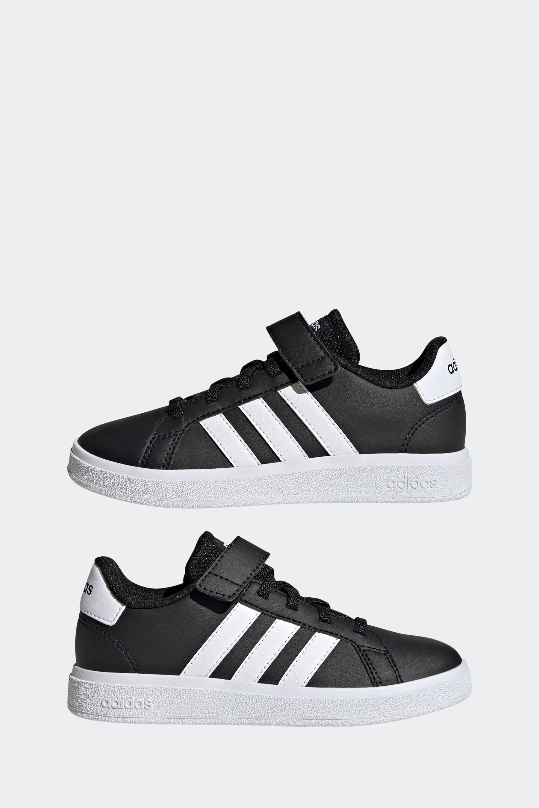 adidas Black/White Sportswear Grand Court Elastic Lace And Top Strap Trainers