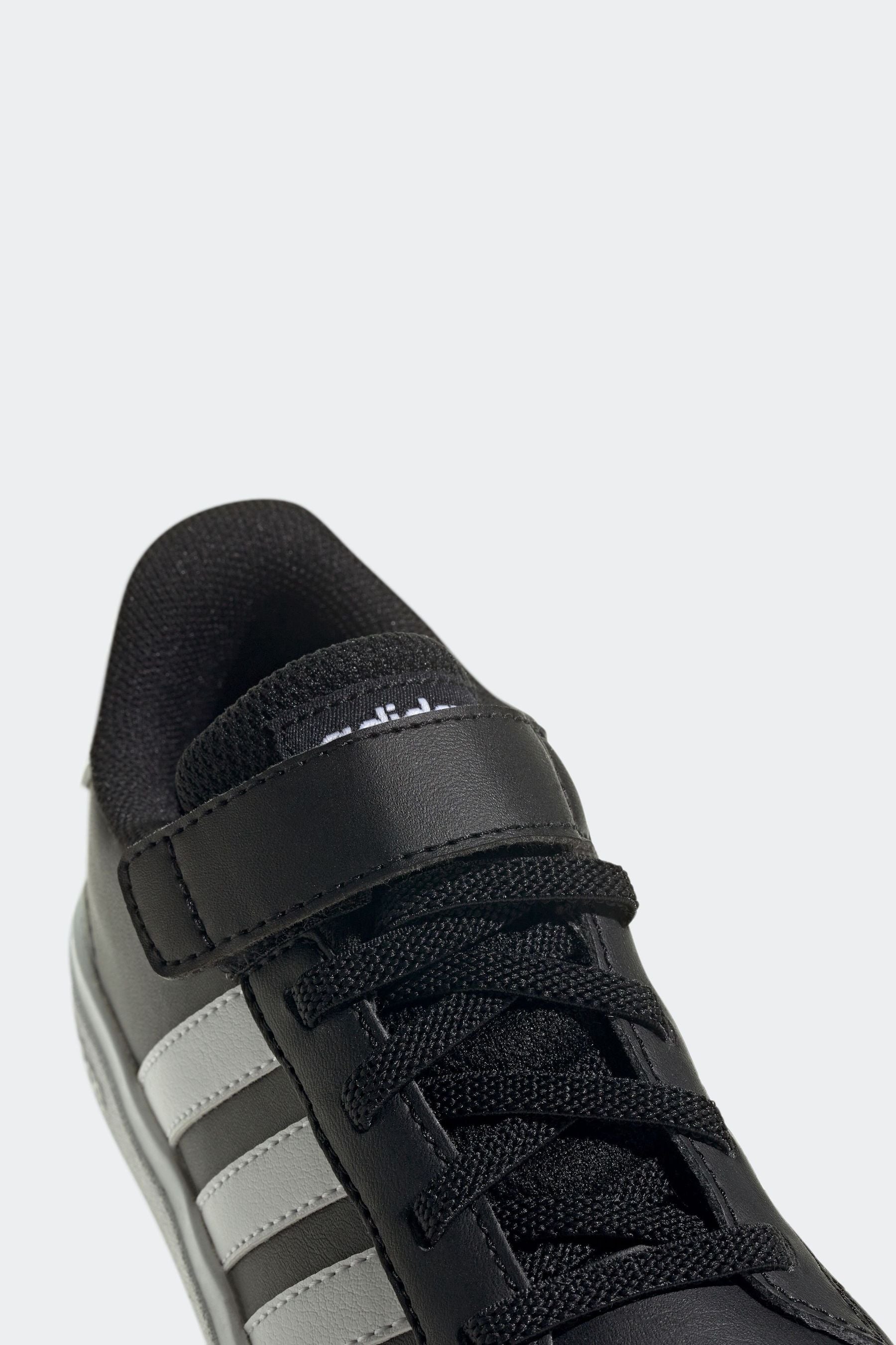 adidas Black/White Sportswear Grand Court Elastic Lace And Top Strap Trainers