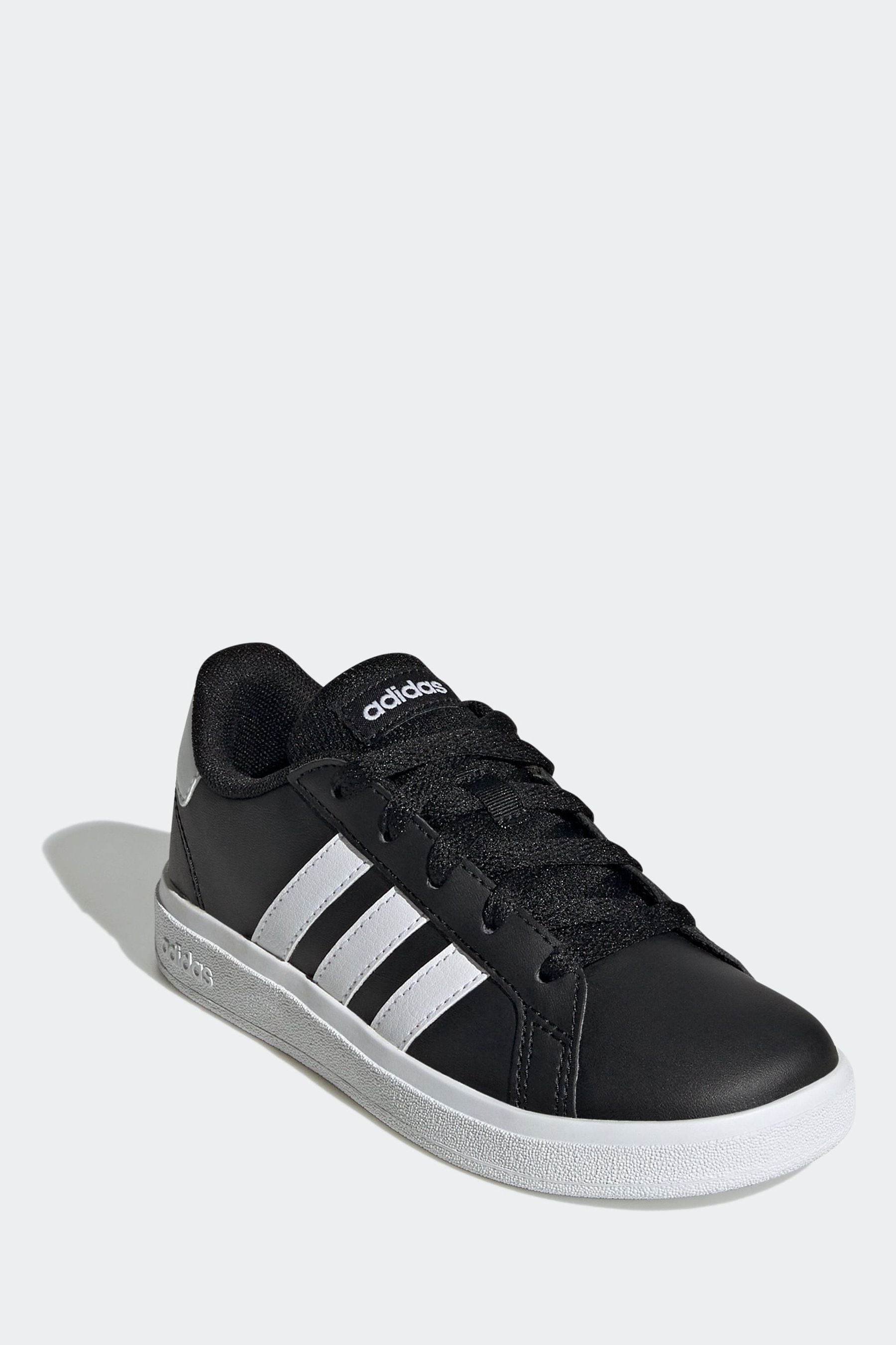 Black/White adidas Kids Sportswear Grand Court Lifestyle Tennis Lace-Up Trainers