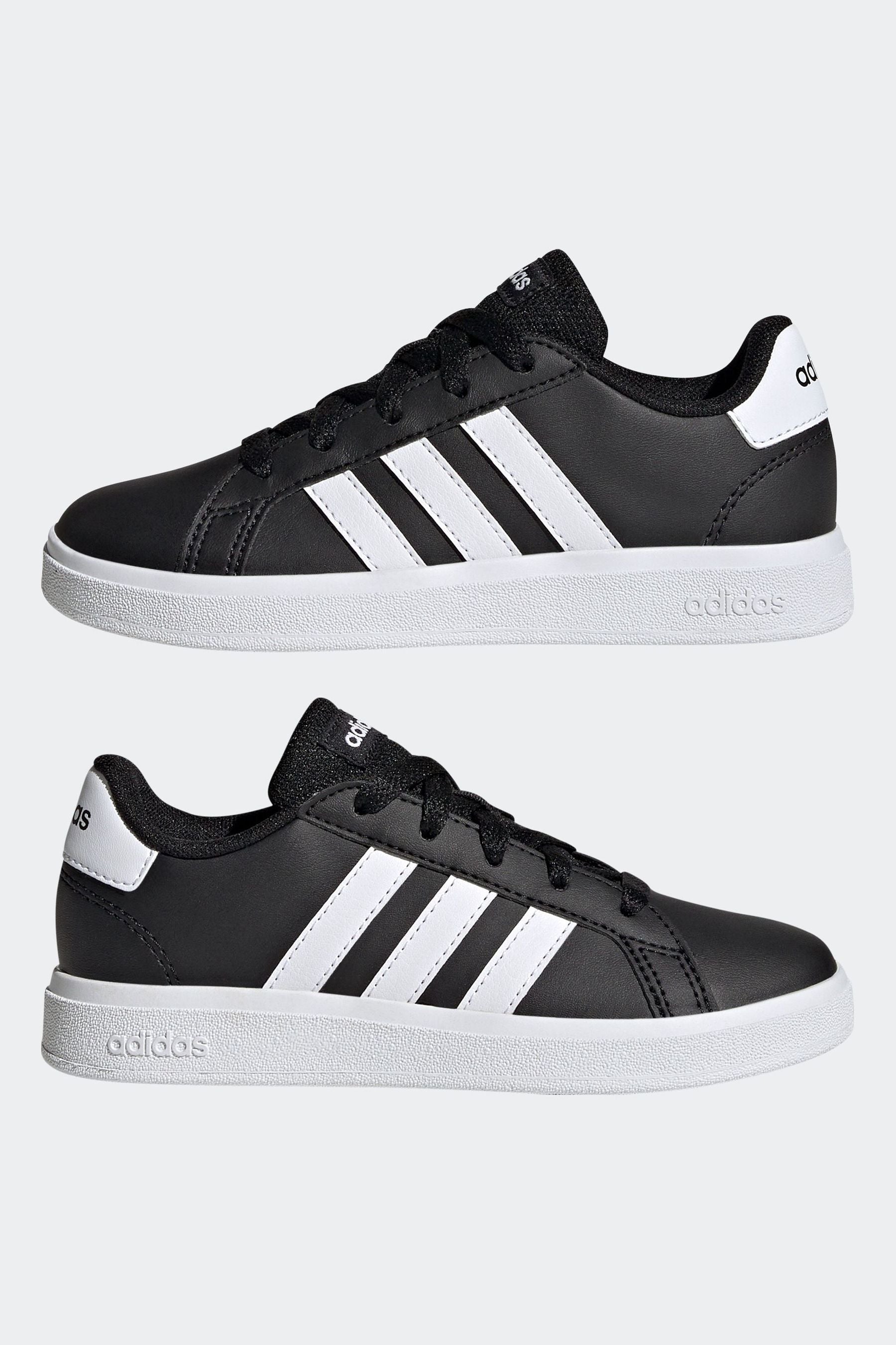 Black/White adidas Kids Sportswear Grand Court Lifestyle Tennis Lace-Up Trainers