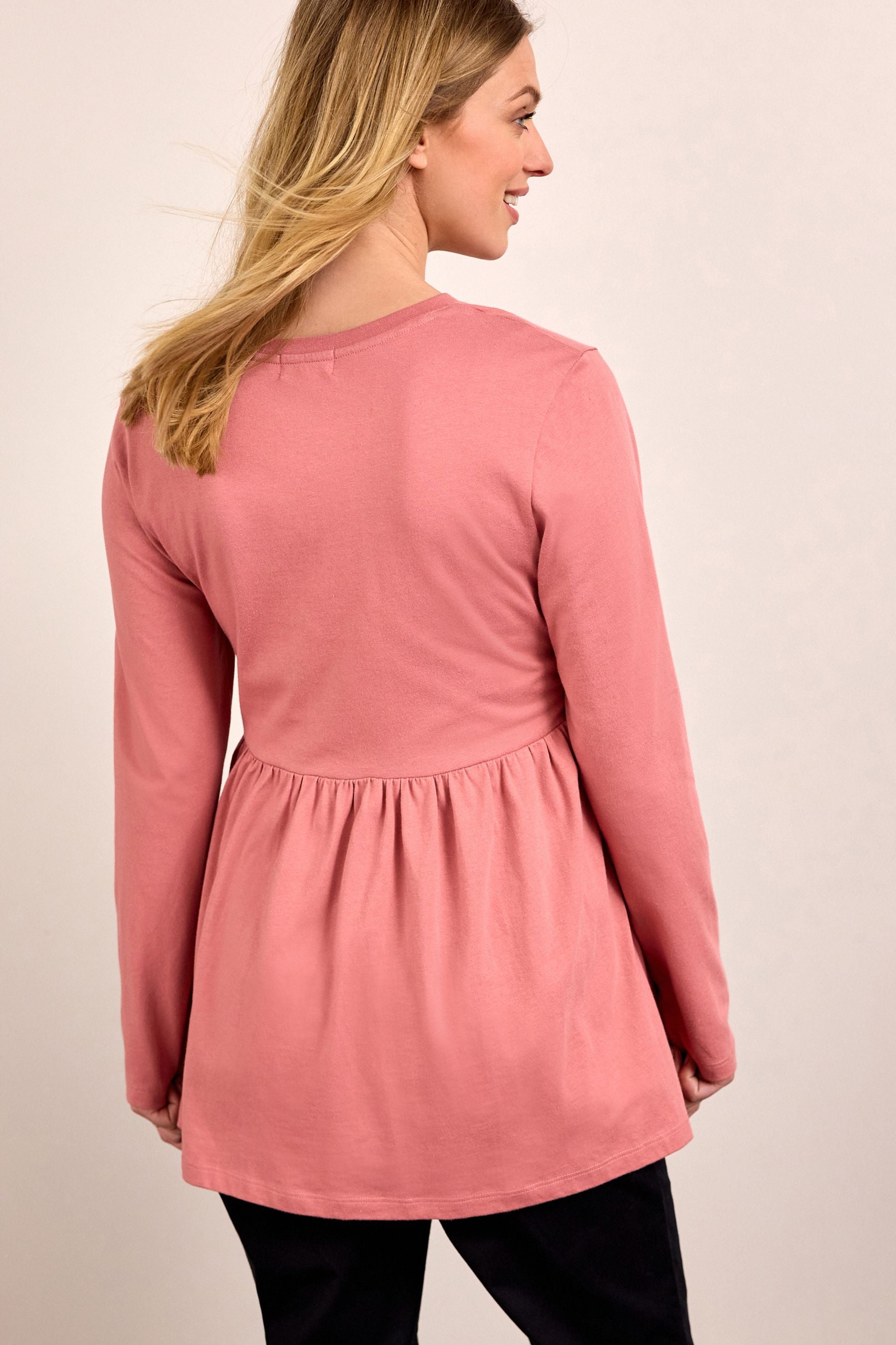 Pink Maternity Nursing Peplum Top