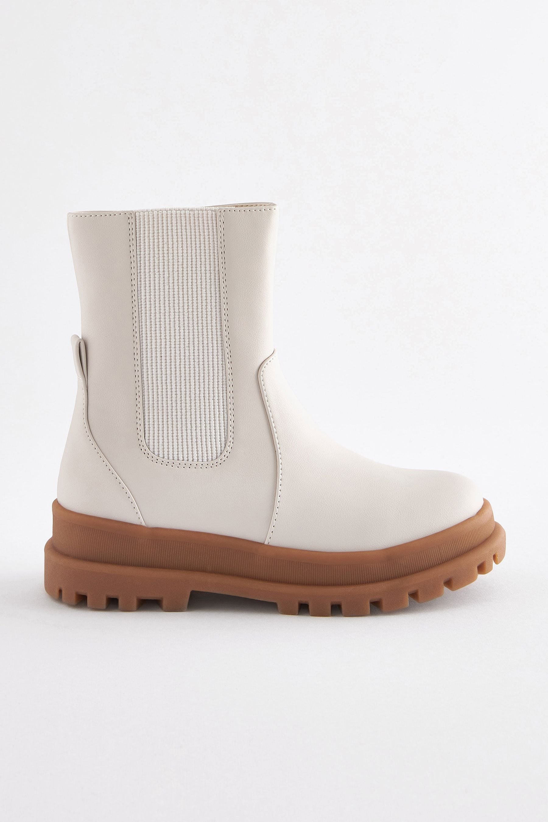 Bone Cream Chunky Chelsea Sock Boots