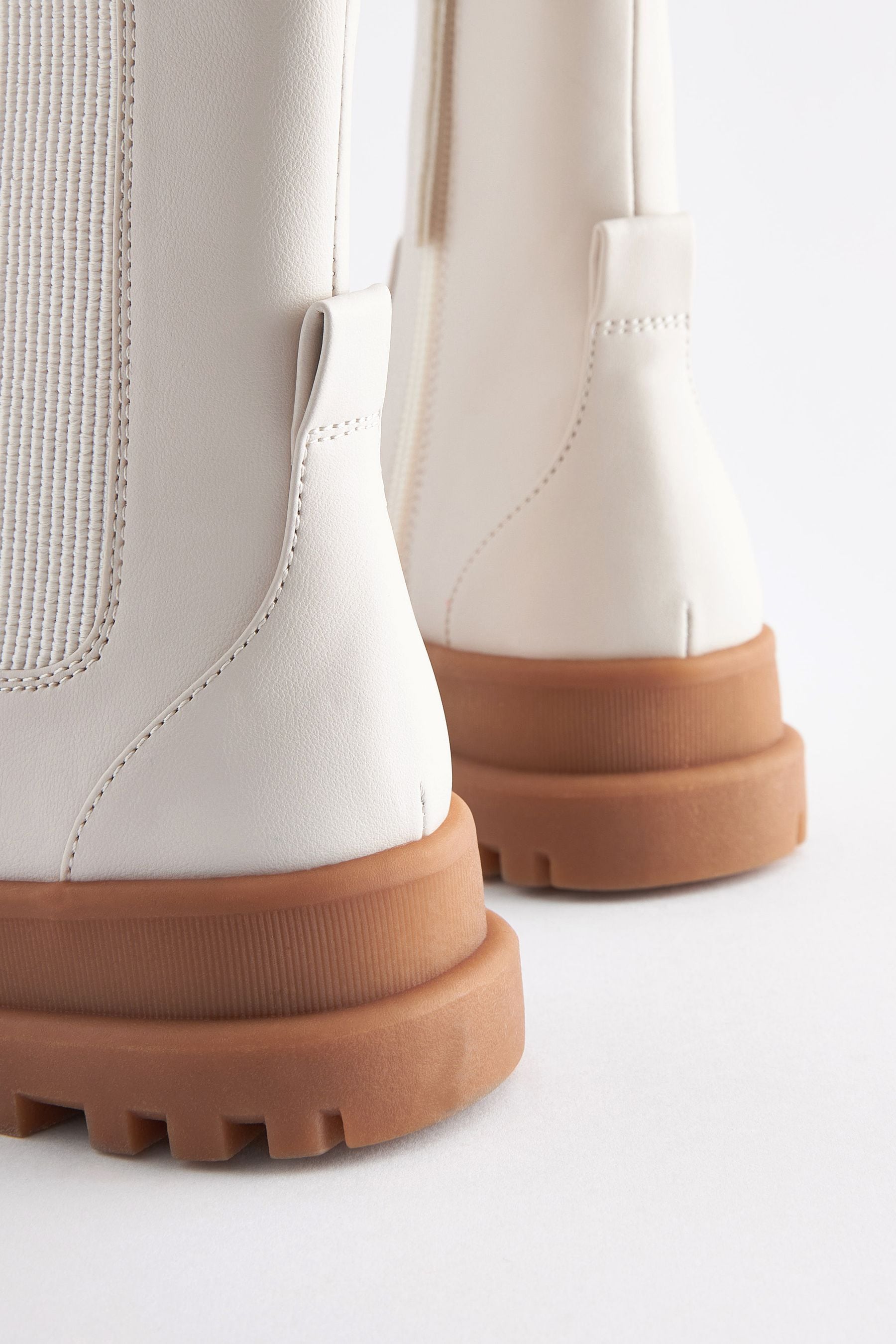 Bone Cream Chunky Chelsea Sock Boots