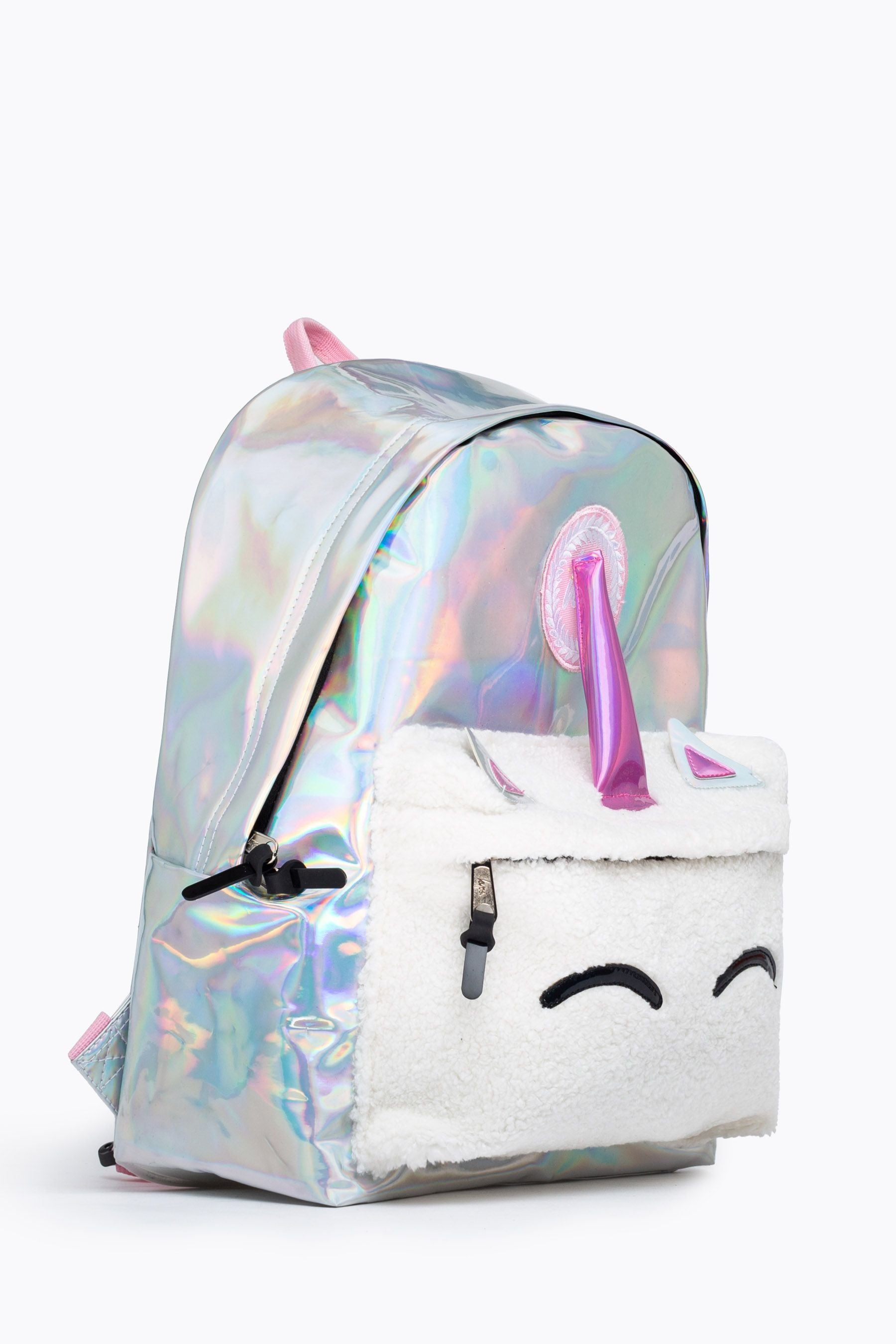 Hype. Silver/Pink Iridescent Borg Unicorn 3D Backpack