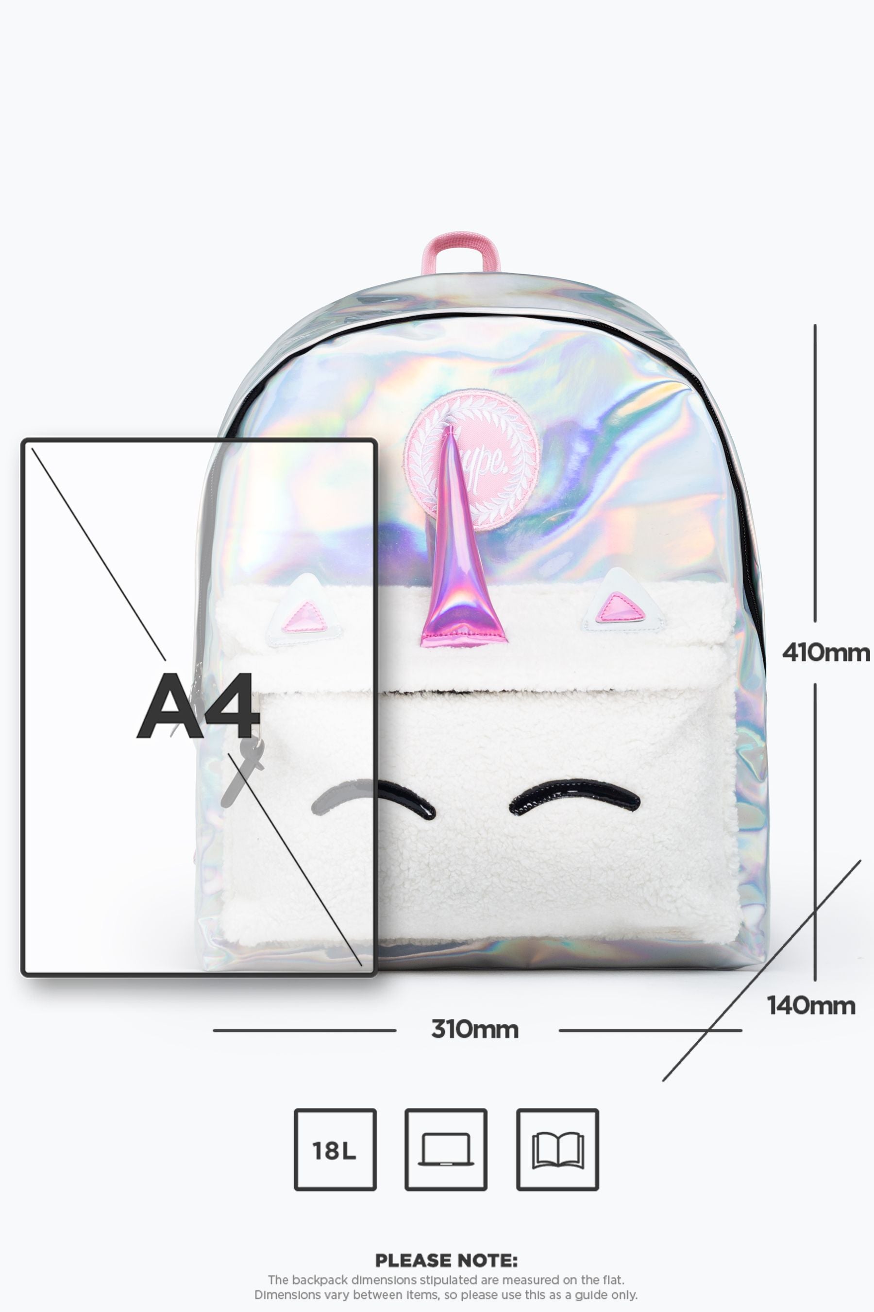 Hype. Silver/Pink Iridescent Borg Unicorn 3D Backpack