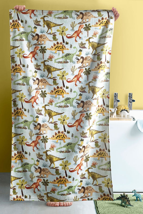 Blue Children's Dinosaur 100% Cotton Towel