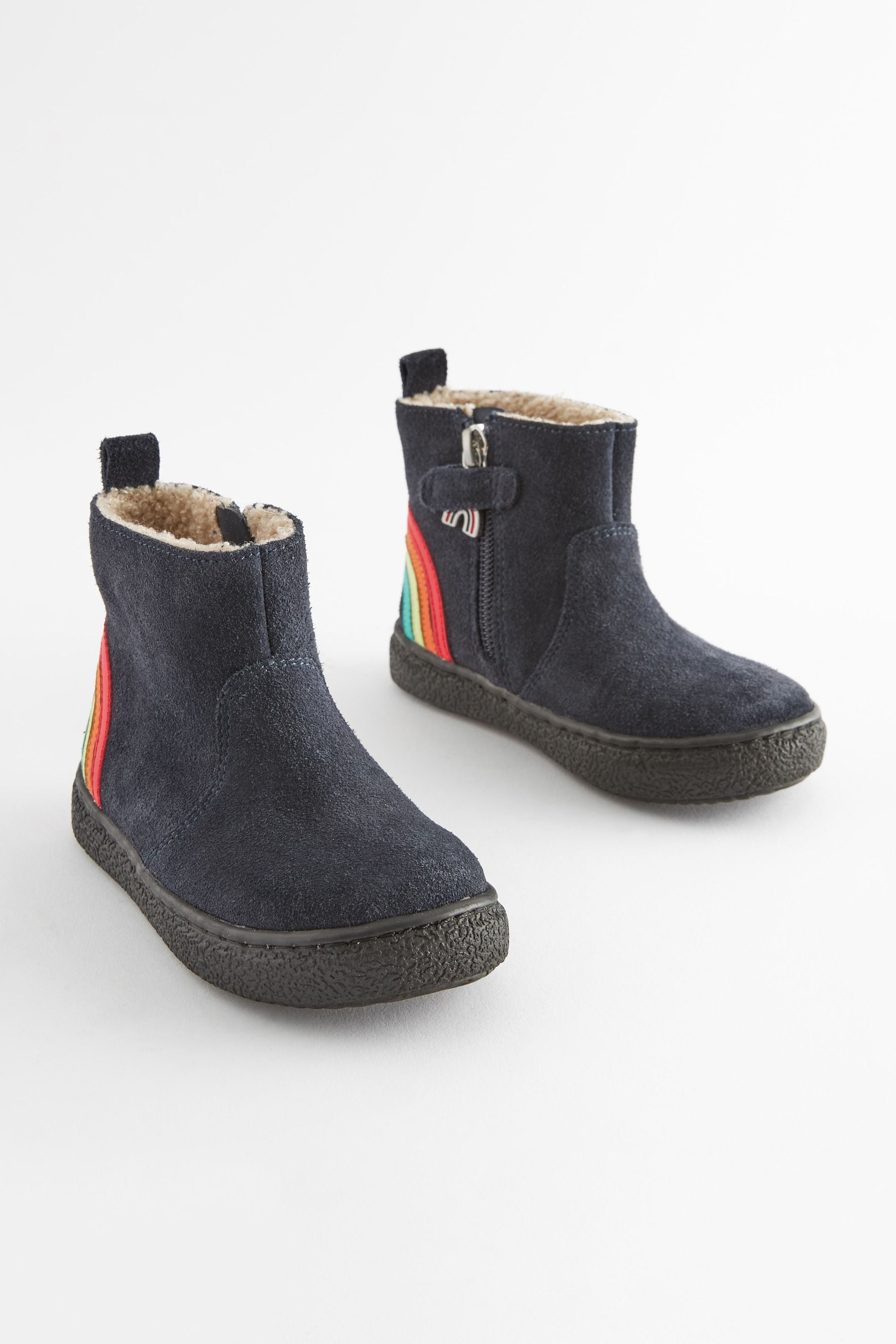 Navy Rainbow Standard Fit (F) Suede Chelsea Boots