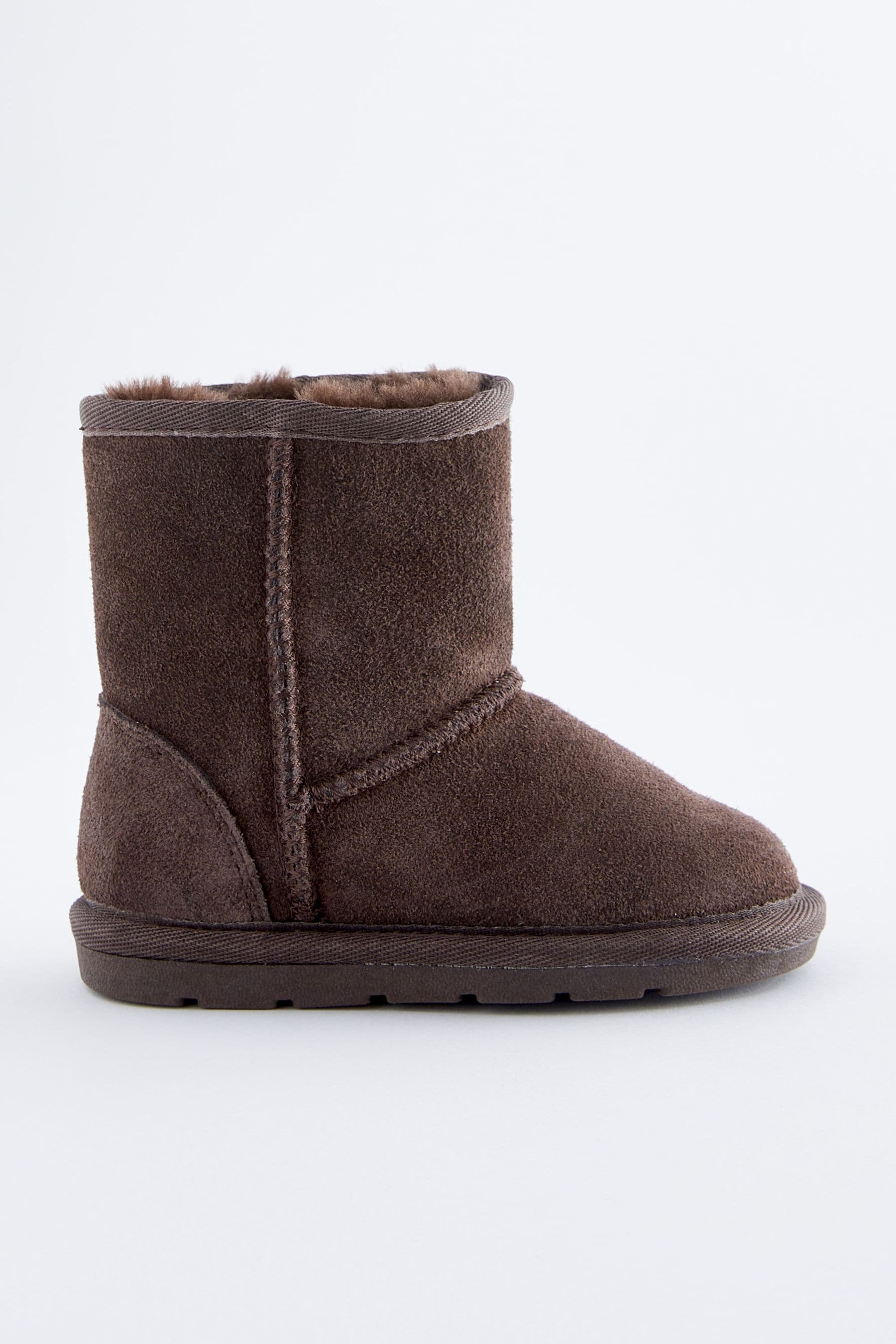 Chocolate Brown Short Suede Tall Faux Fur Lined Water Repellent Pull-On Suede Boots