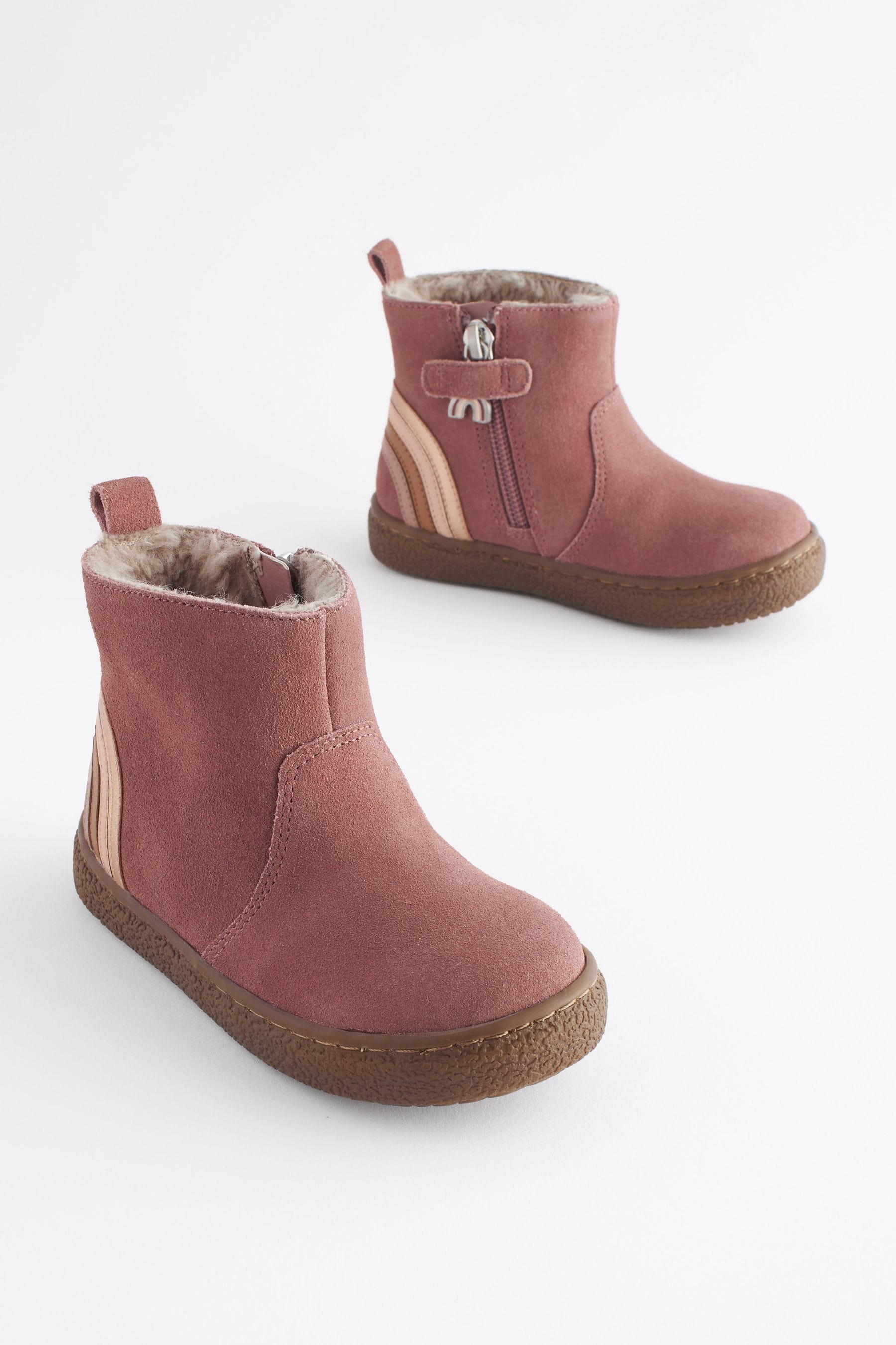 Pink Standard Fit (F) Suede Chelsea Boots