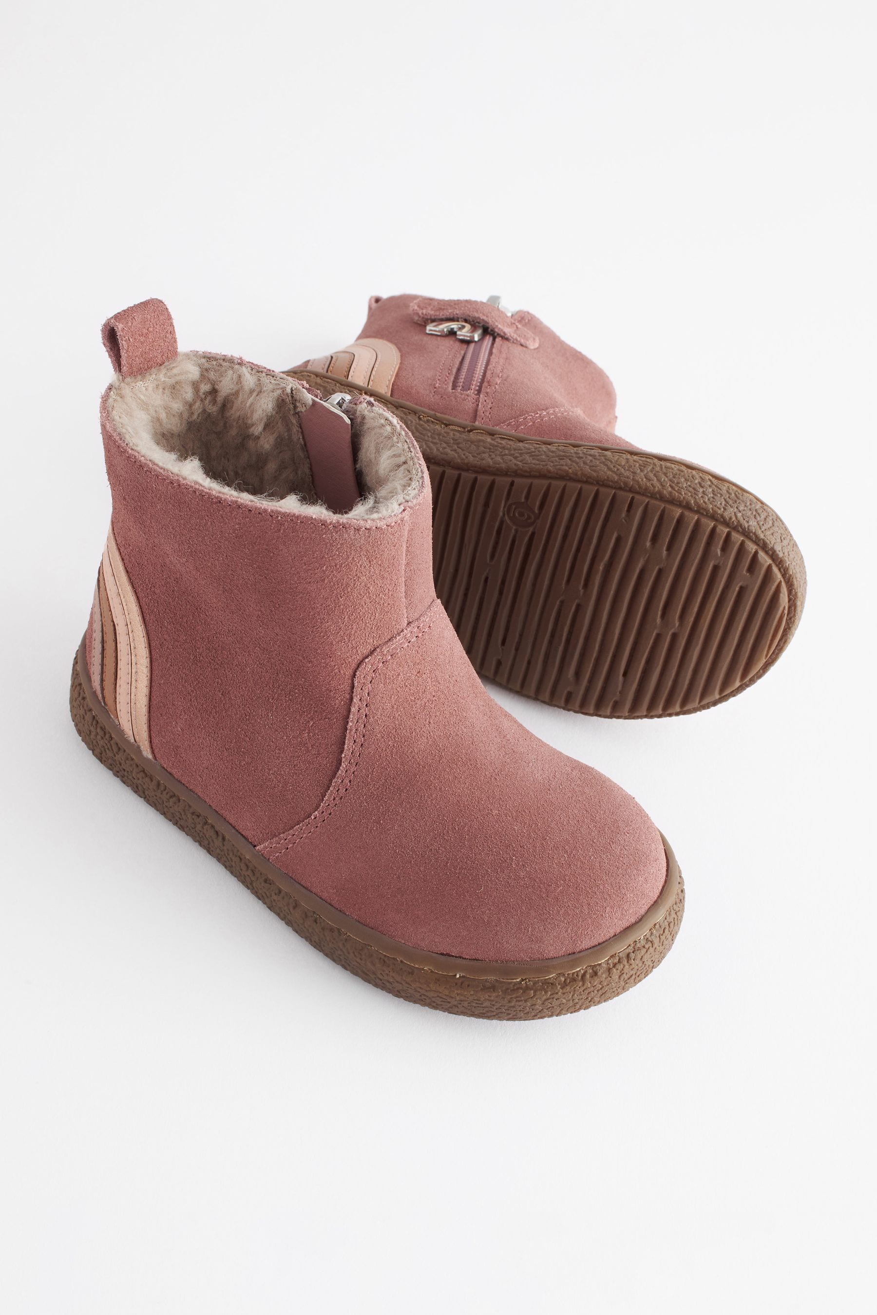 Pink Standard Fit (F) Suede Chelsea Boots