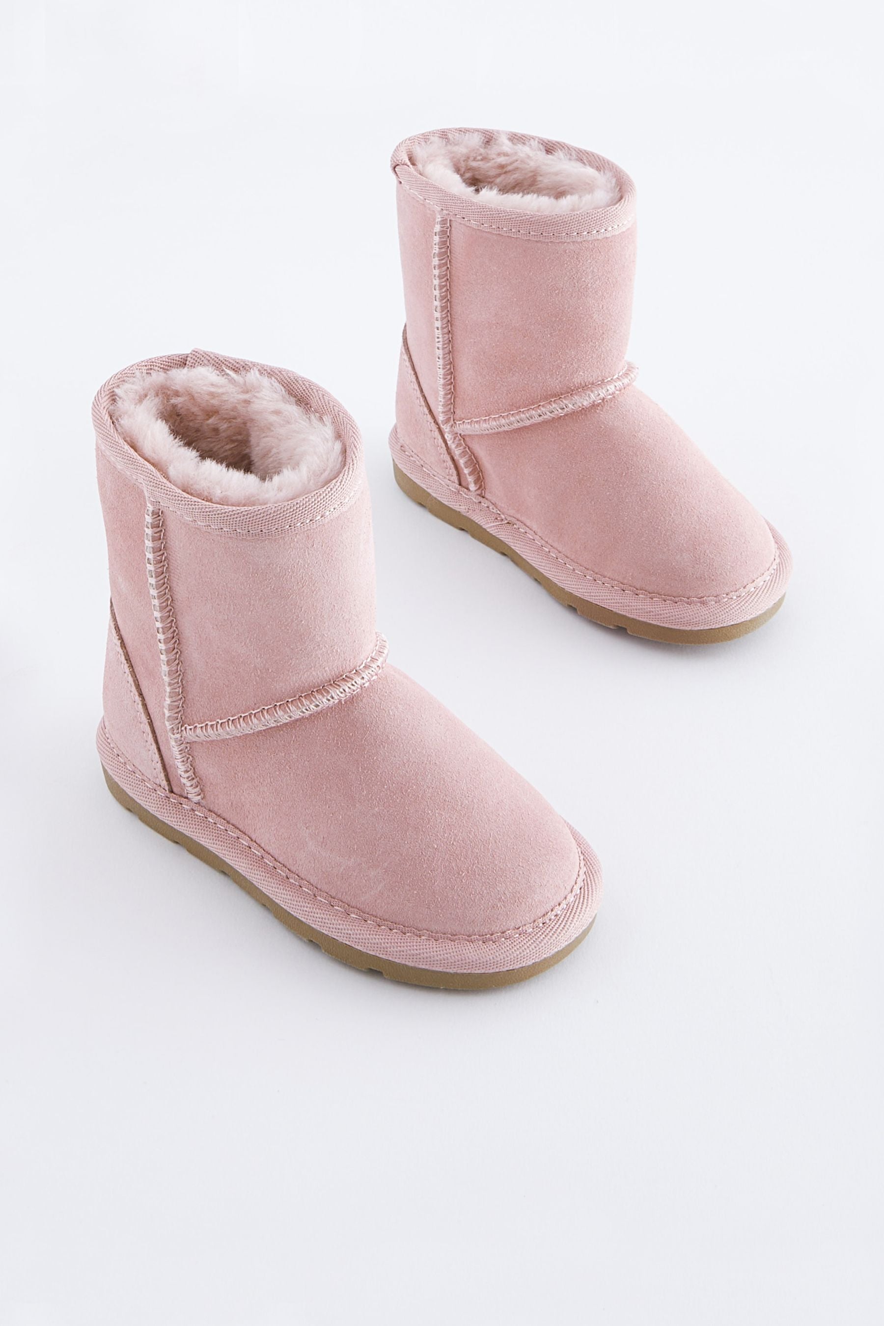 Pink Suede Tall Faux Fur Lined Water Repellent Pull-On Suede Boots