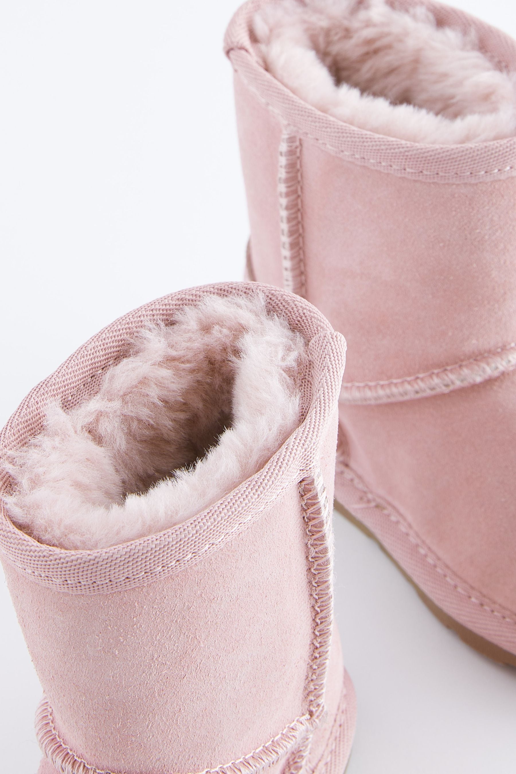 Pink Suede Tall Faux Fur Lined Water Repellent Pull-On Suede Boots