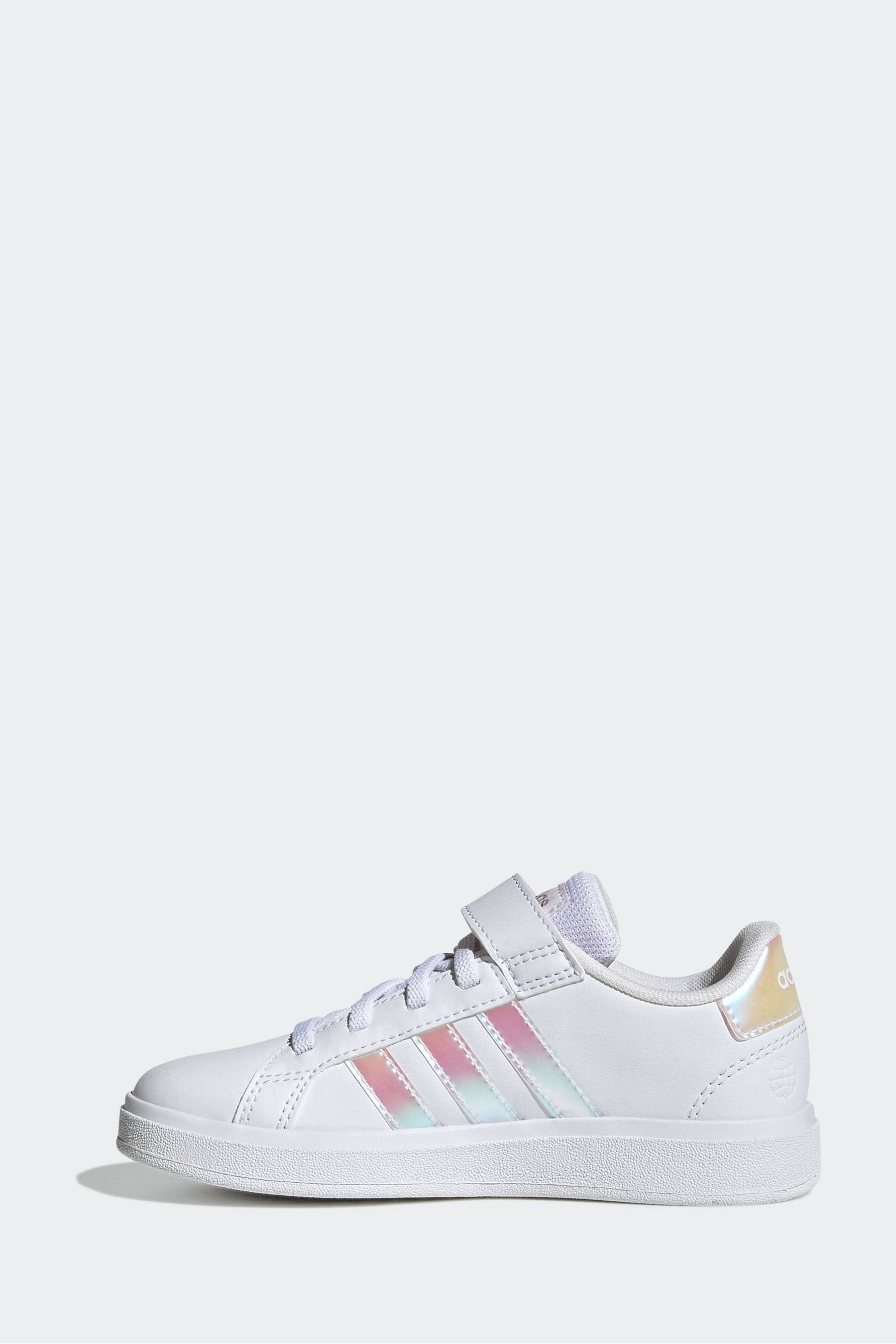 White/Silver adidas Sportswear Grand Court Elastic Lace And Top Strap Trainers