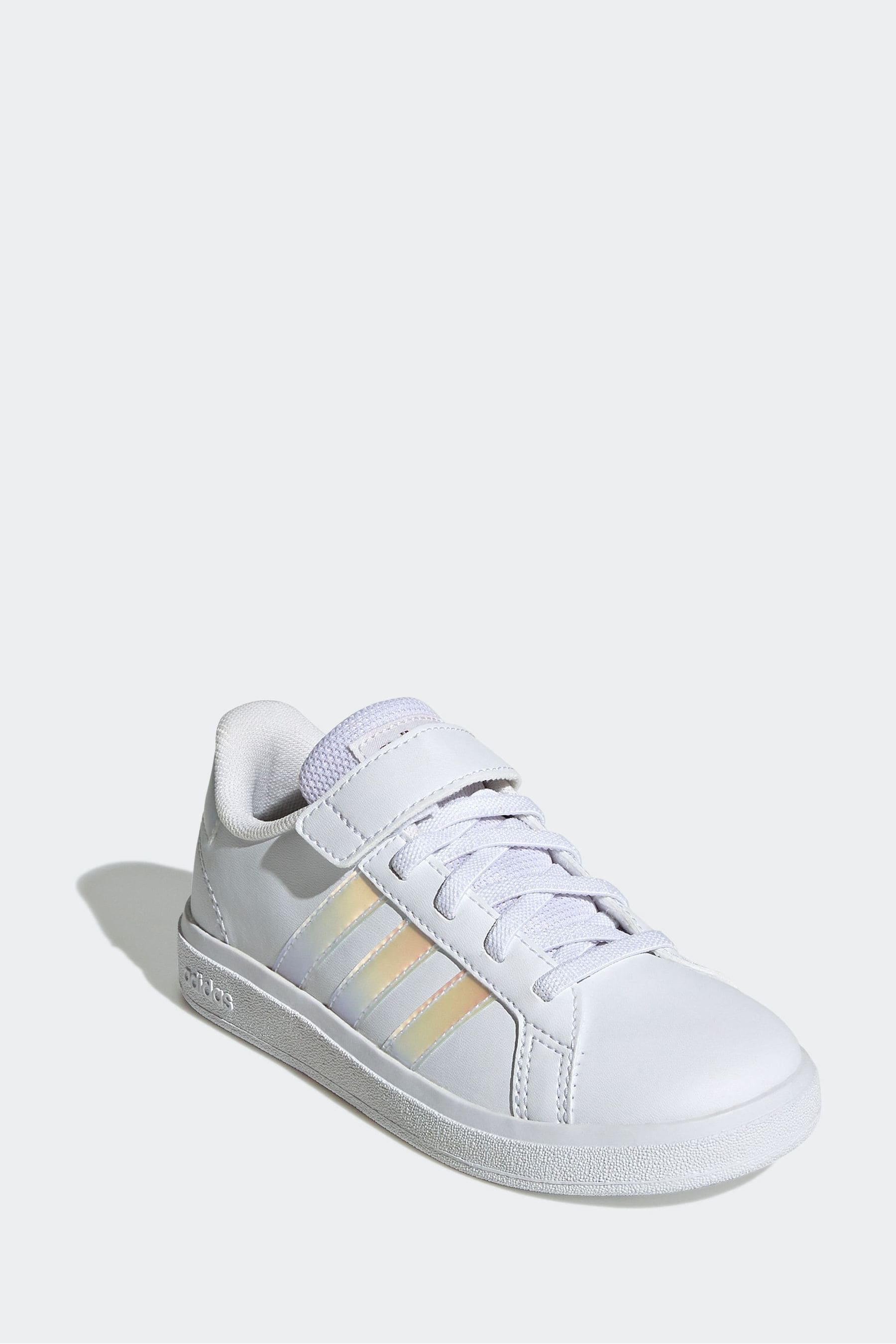 White/Silver adidas Sportswear Grand Court Elastic Lace And Top Strap Trainers