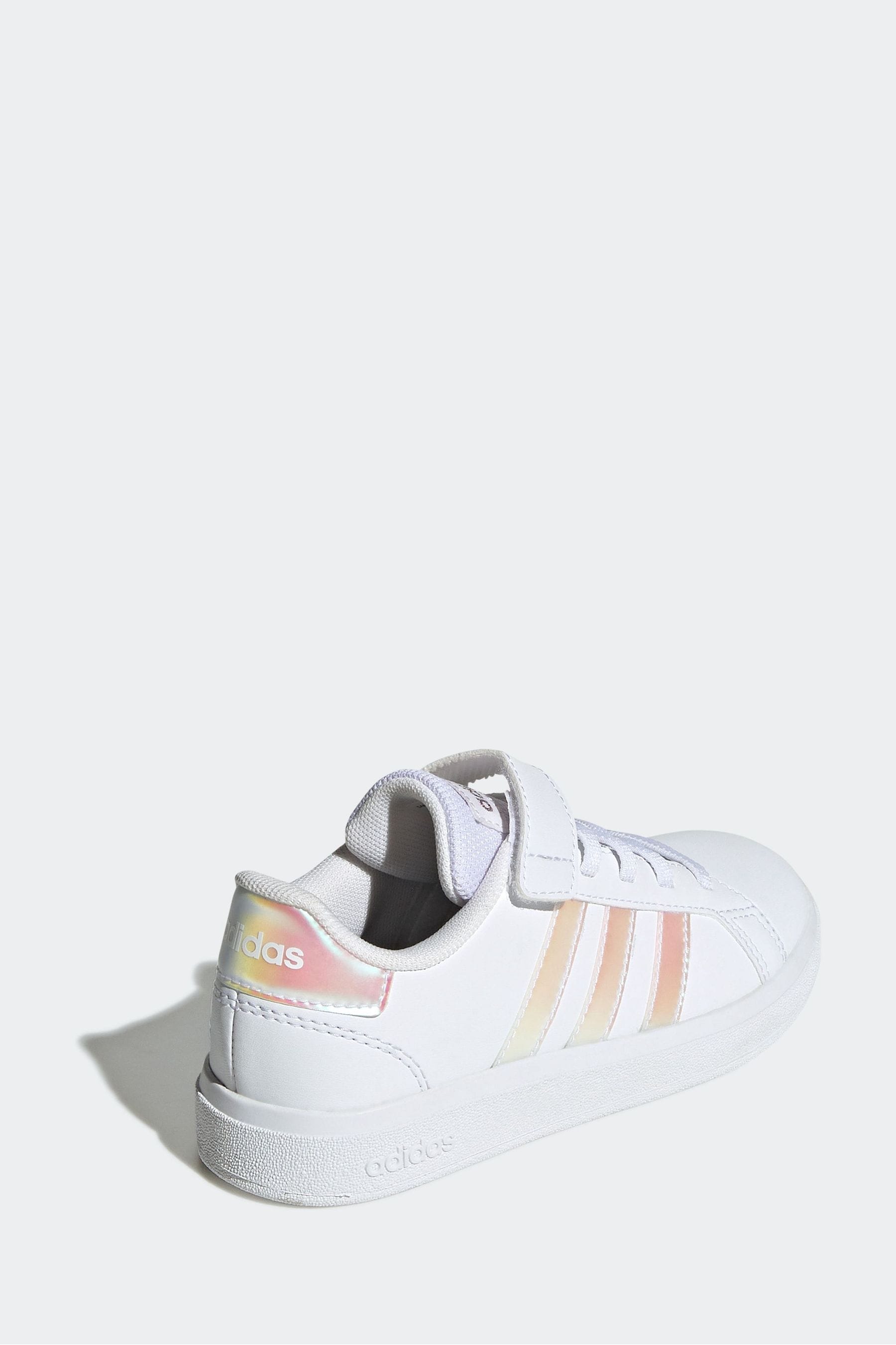 White/Silver adidas Sportswear Grand Court Elastic Lace And Top Strap Trainers