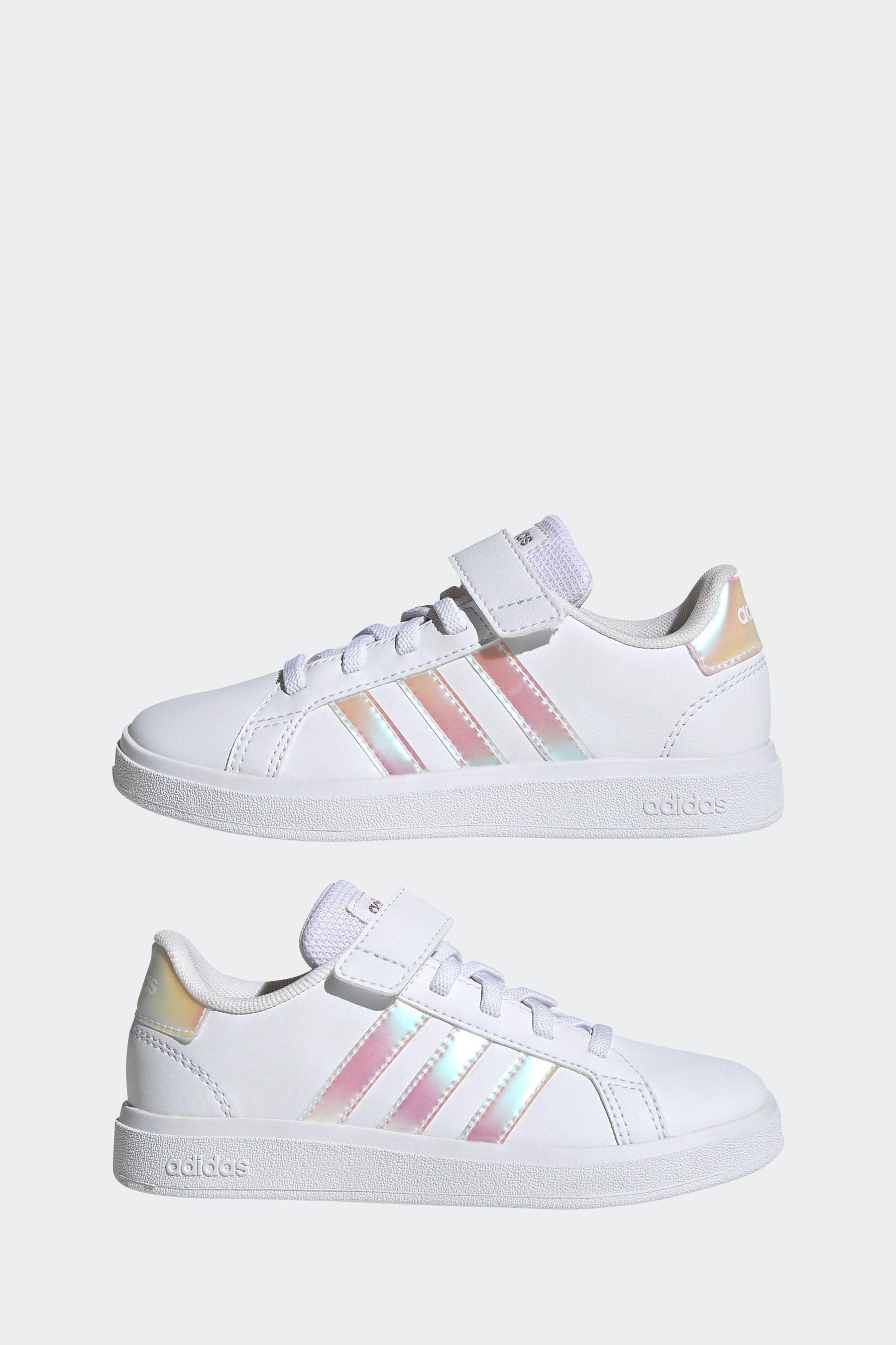 White/Silver adidas Sportswear Grand Court Elastic Lace And Top Strap Trainers