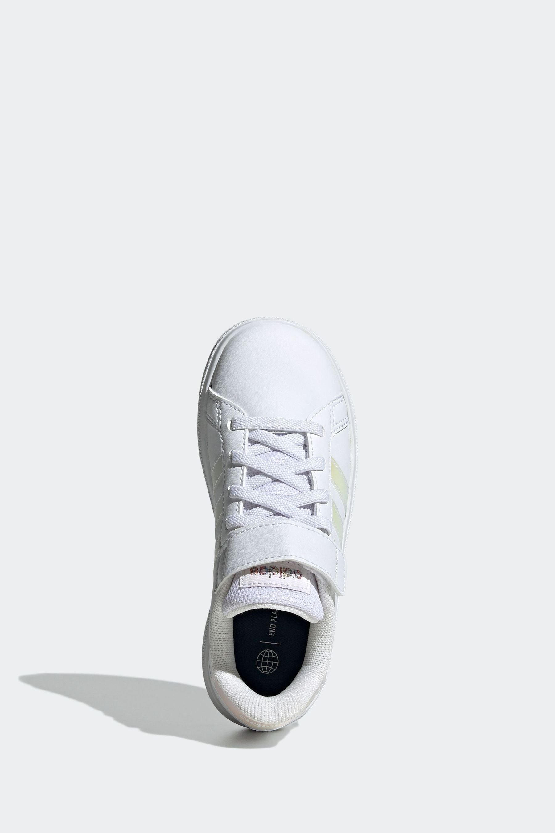 White/Silver adidas Sportswear Grand Court Elastic Lace And Top Strap Trainers