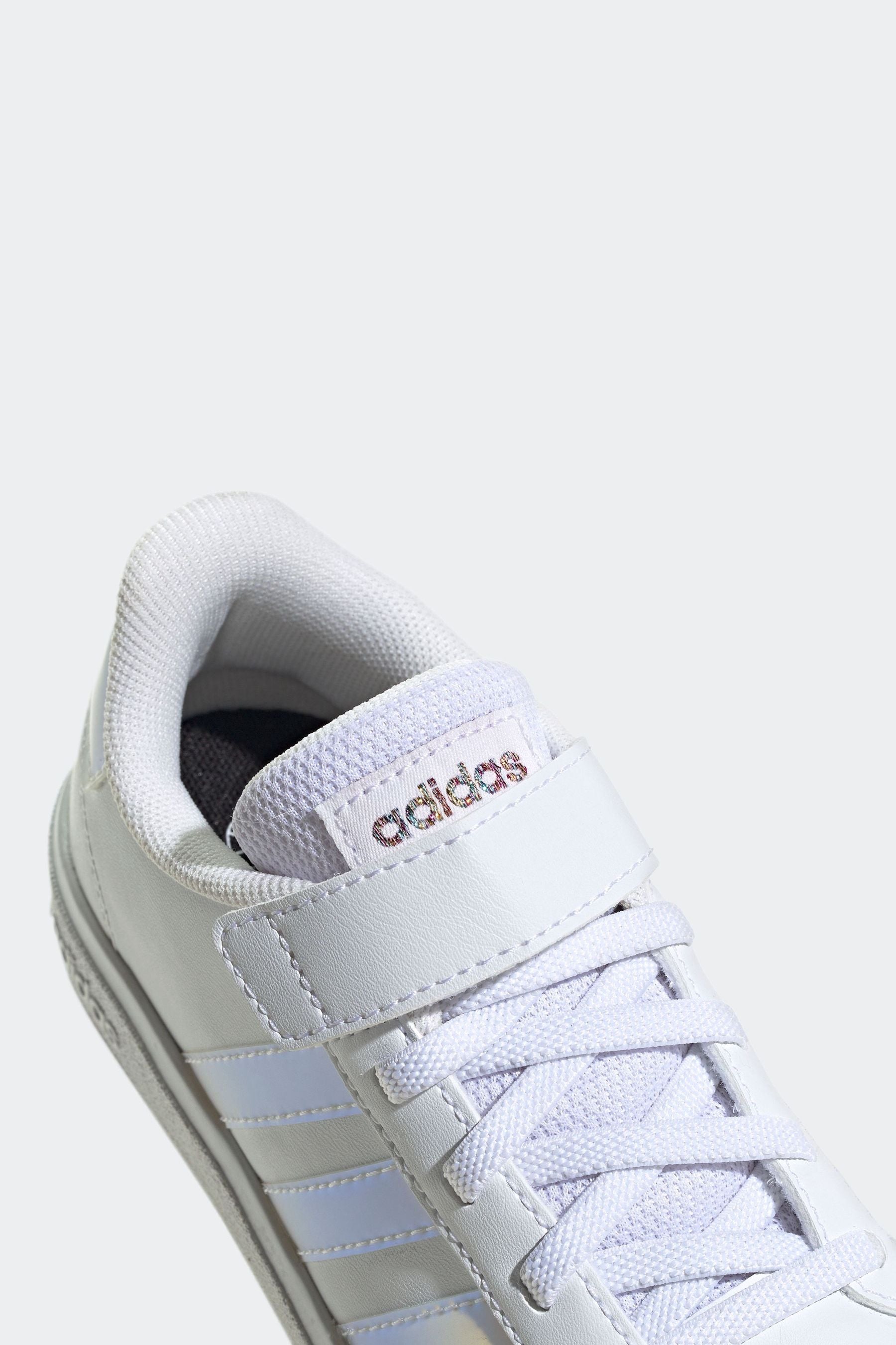 White/Silver adidas Sportswear Grand Court Elastic Lace And Top Strap Trainers